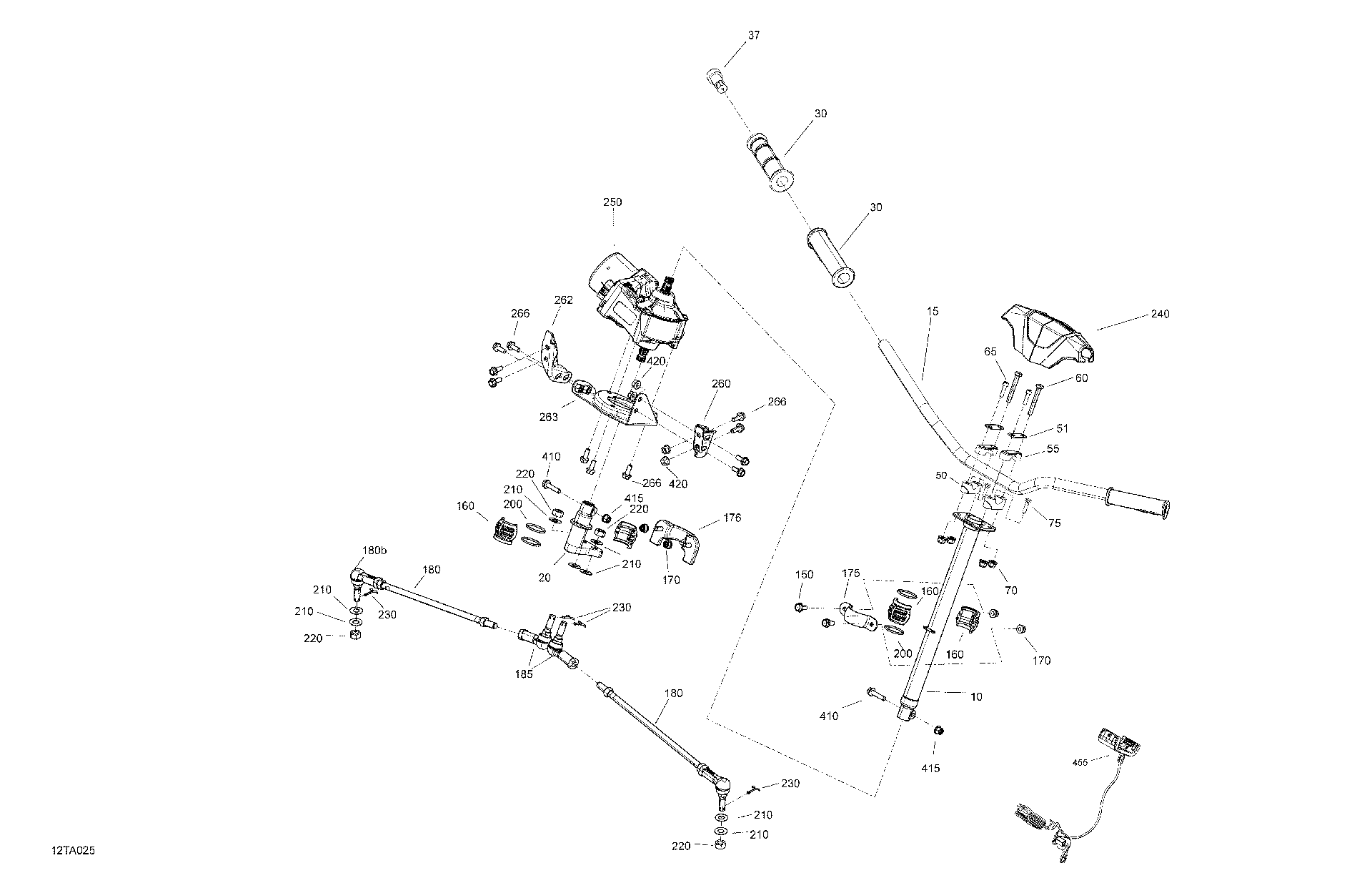 An Image of a Genuine Can-Am Parts Schematic Diagram showing the schematic - MECHANIC - STEERING