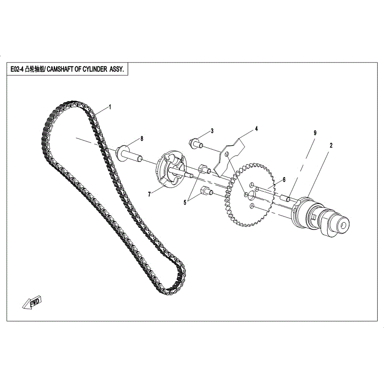 An Image of a genuine CFMOTO Parts Schematic Diagram showing the group - CAMSHAFT OF CYLINDER ASSY. - 2018 CFMOTO CFORCE 400
