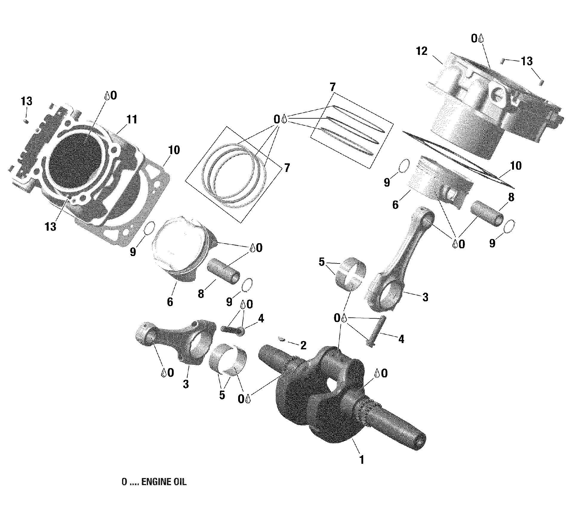 An Image of a Genuine Can-Am Parts Schematic Diagram showing the schematic - ROTAX - CRANKSHAFT PISTON AND CYLINDER
