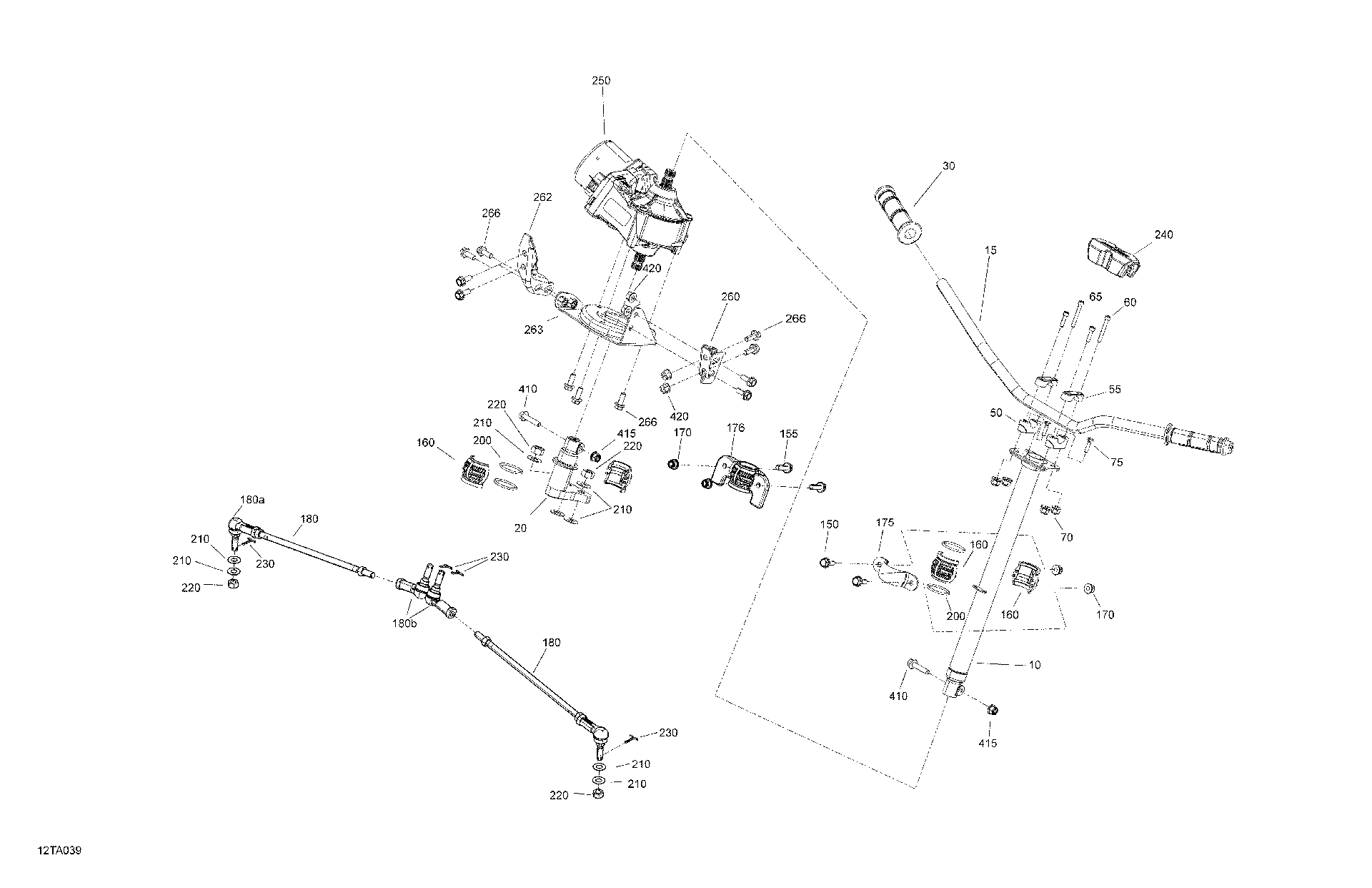 An Image of a Genuine Can-Am Parts Schematic Diagram showing the schematic - MECHANIC - STEERING