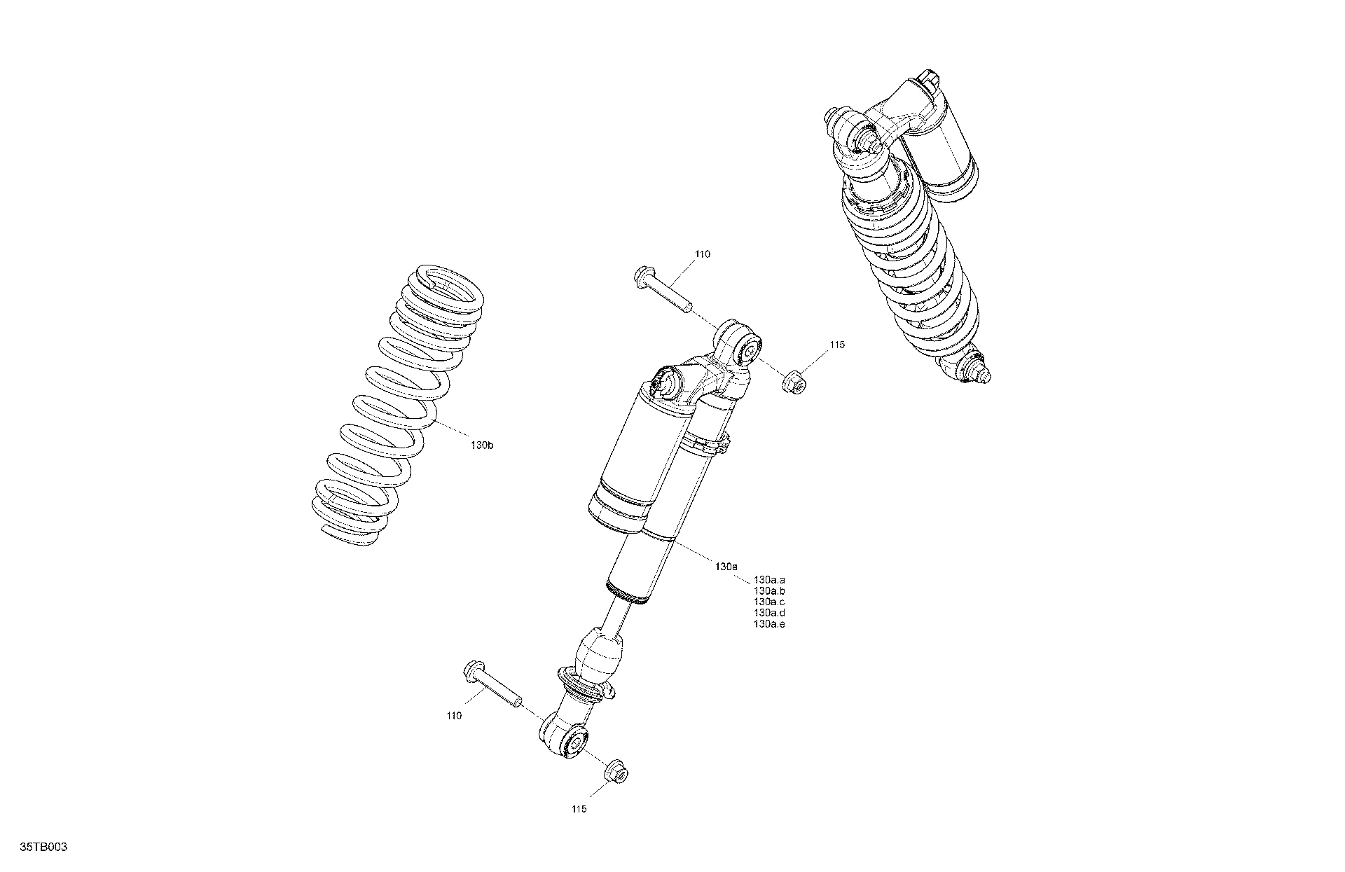 An Image of a Genuine Can-Am Parts Schematic Diagram showing the schematic - SUSPENSION - FRONT SHOCKS