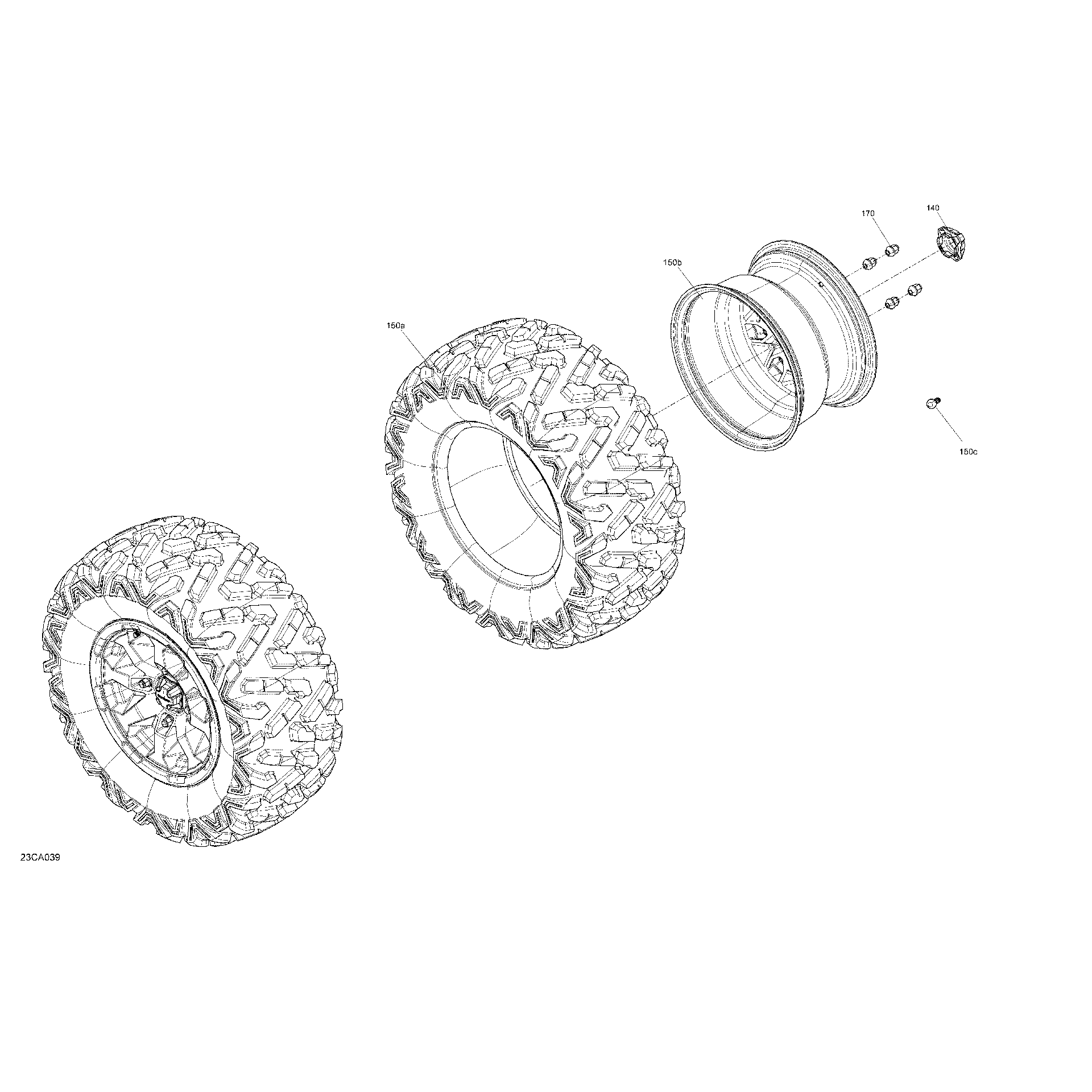 An Image of a Genuine Can-Am Parts Schematic Diagram showing the schematic - DRIVE - REAR WHEELS - XT