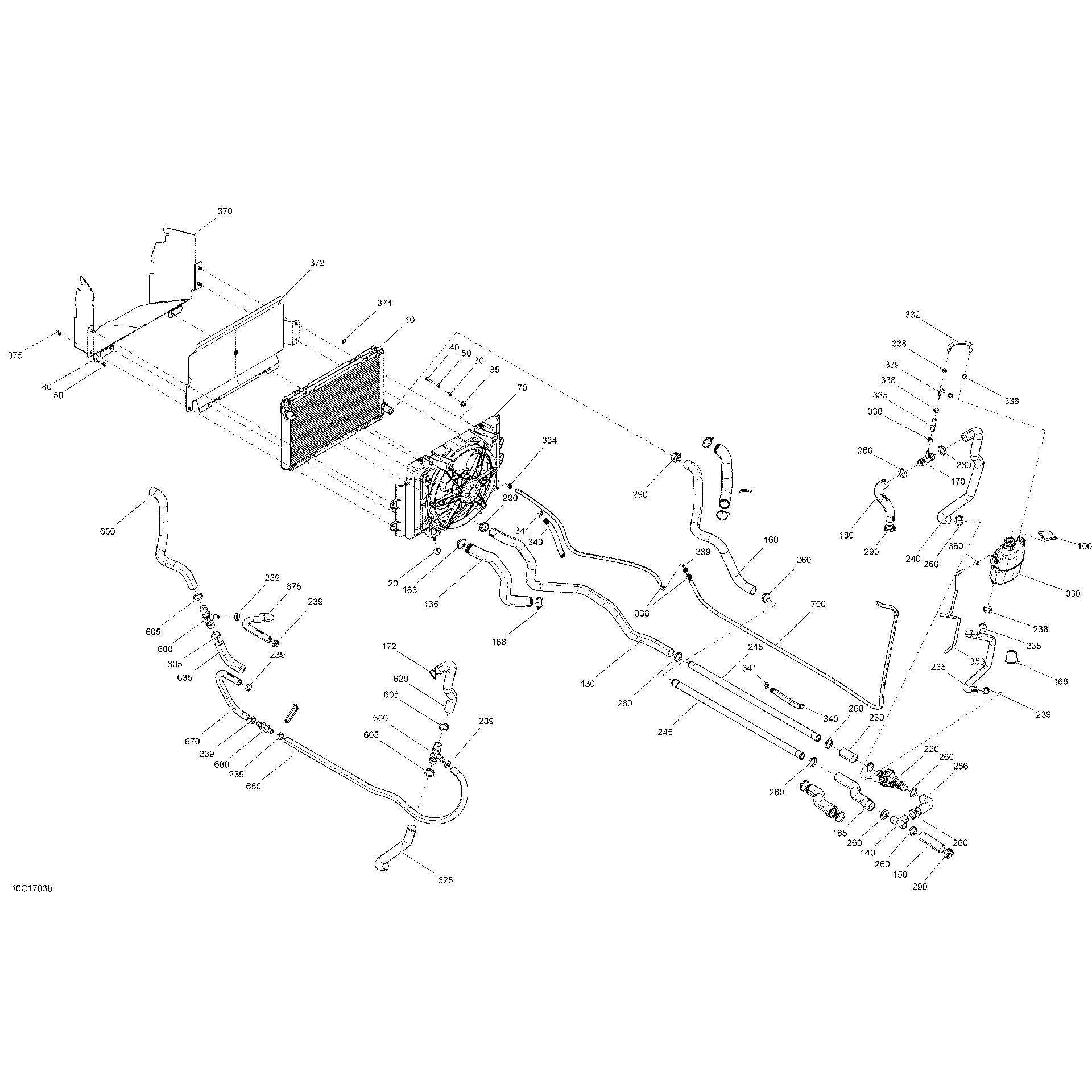 An Image of a Genuine Can-Am Parts Schematic Diagram showing the schematic - COOLING SYSTEM - WITH HEATING SYSTEM