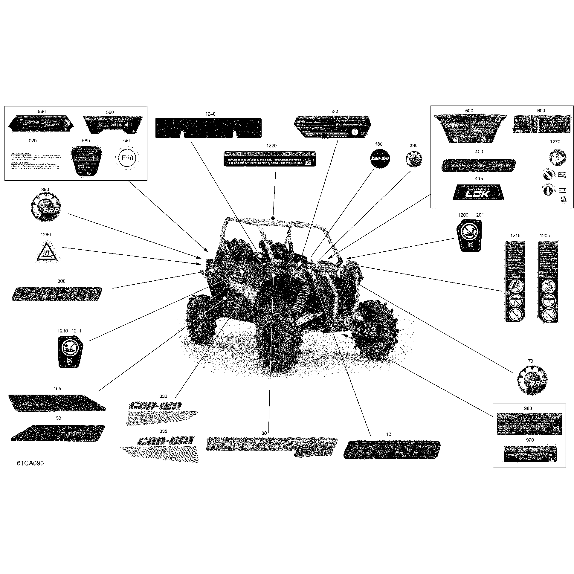 An Image of a Genuine Can-Am Parts Schematic Diagram showing the schematic - BODY - DECALS