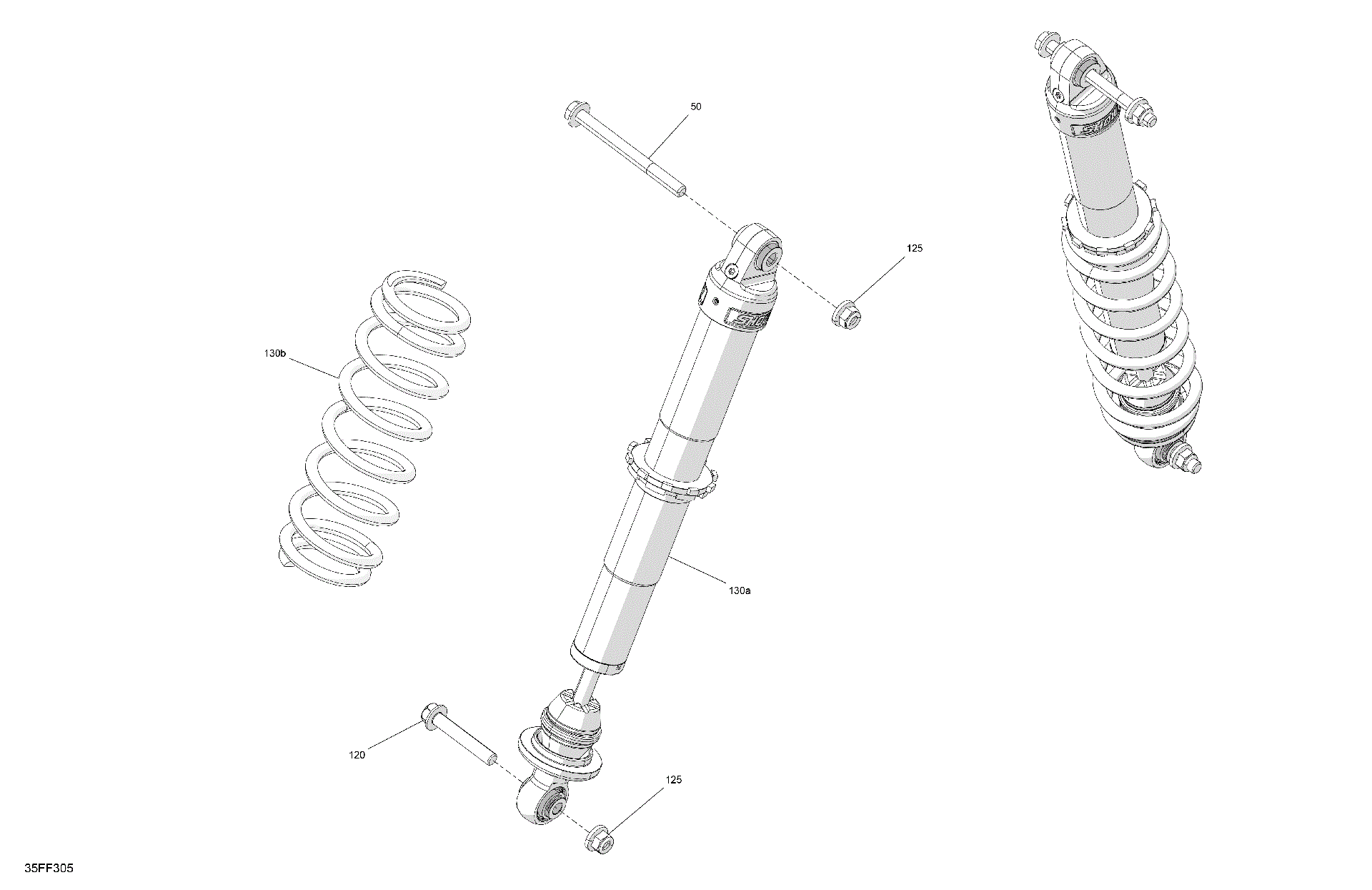 An Image of a Genuine Can-Am Parts Schematic Diagram showing the schematic - SUSPENSION - FRONT SHOCKS