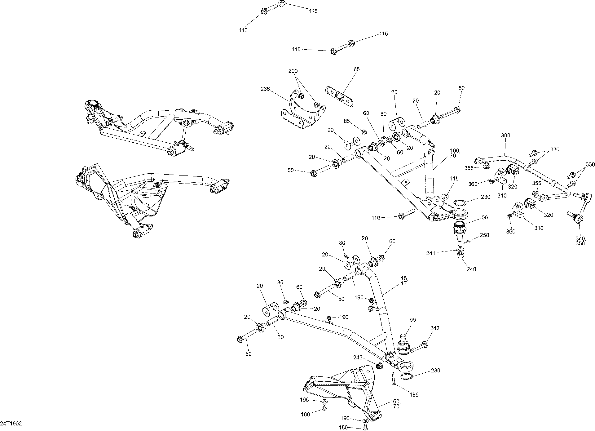 An Image of a Genuine Can-Am Parts Schematic Diagram showing the schematic - FRONT SUSPENSION