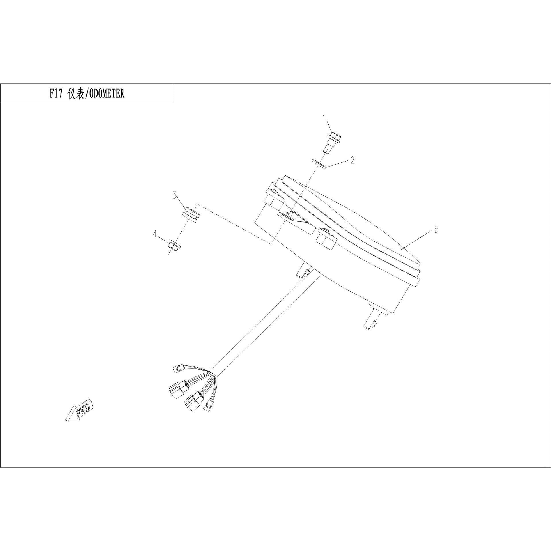 An Image of a Genuine CFMOTO Parts Schematic Diagram showing the schematic - ODOMETER - 2017 CFMOTO UFORCE 800 EPS