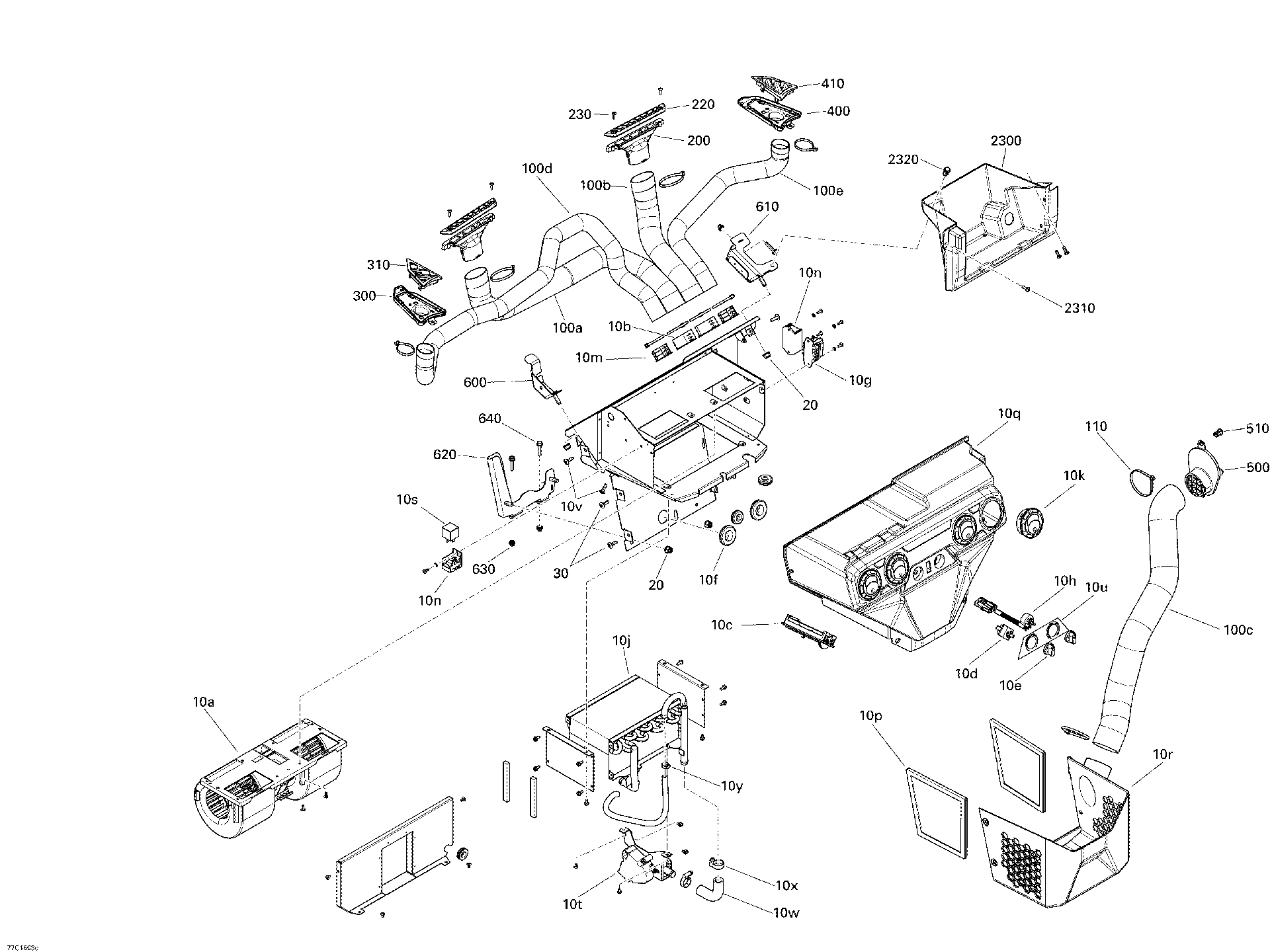An Image of a Genuine Can-Am Parts Schematic Diagram showing the schematic - CAB - HEATING SYSTEM
