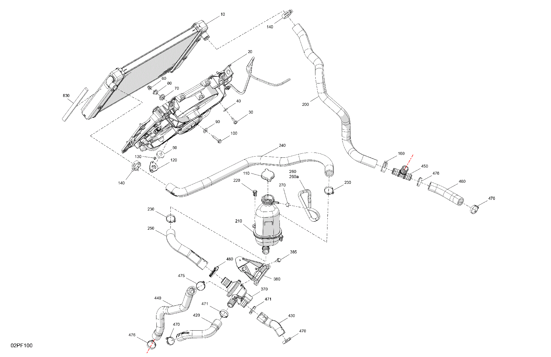 An Image of a Genuine Can-Am Parts Schematic Diagram showing the schematic - ENGINE - COOLING