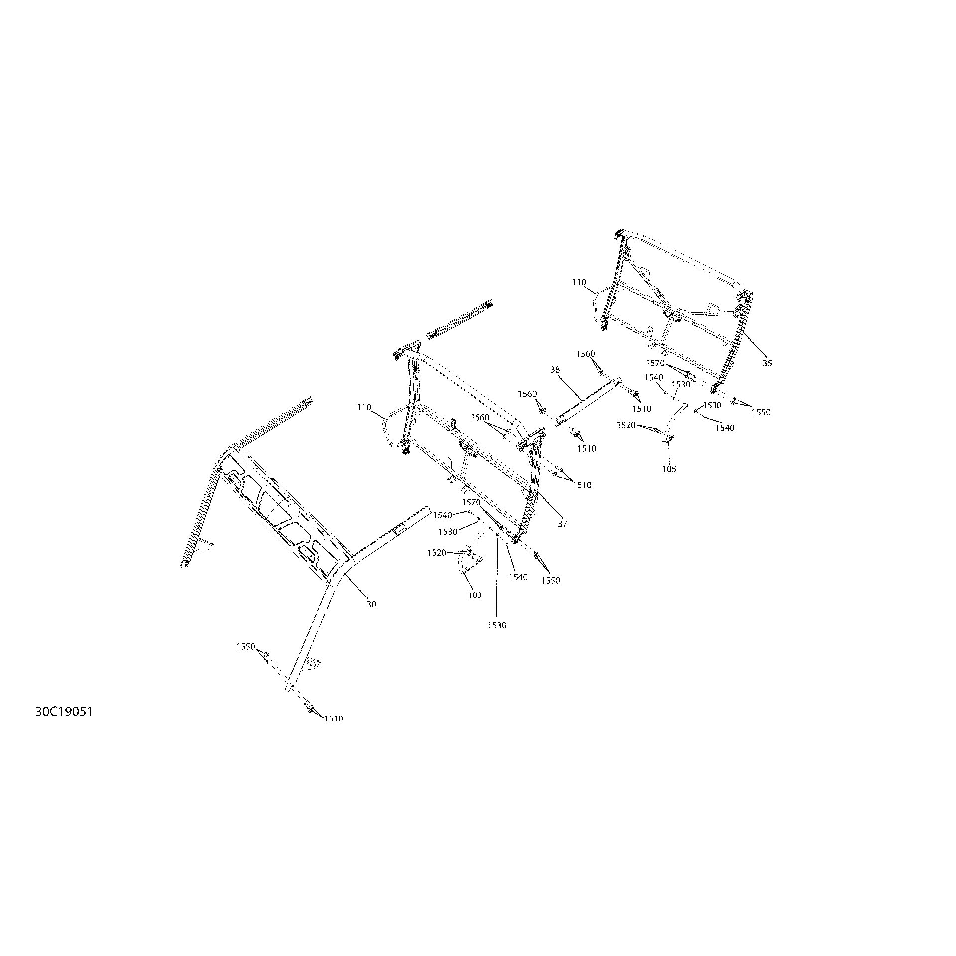 An Image of a Genuine Can-Am Parts Schematic Diagram showing the schematic - FRAME - UPPER PART - NORTH AMERICA