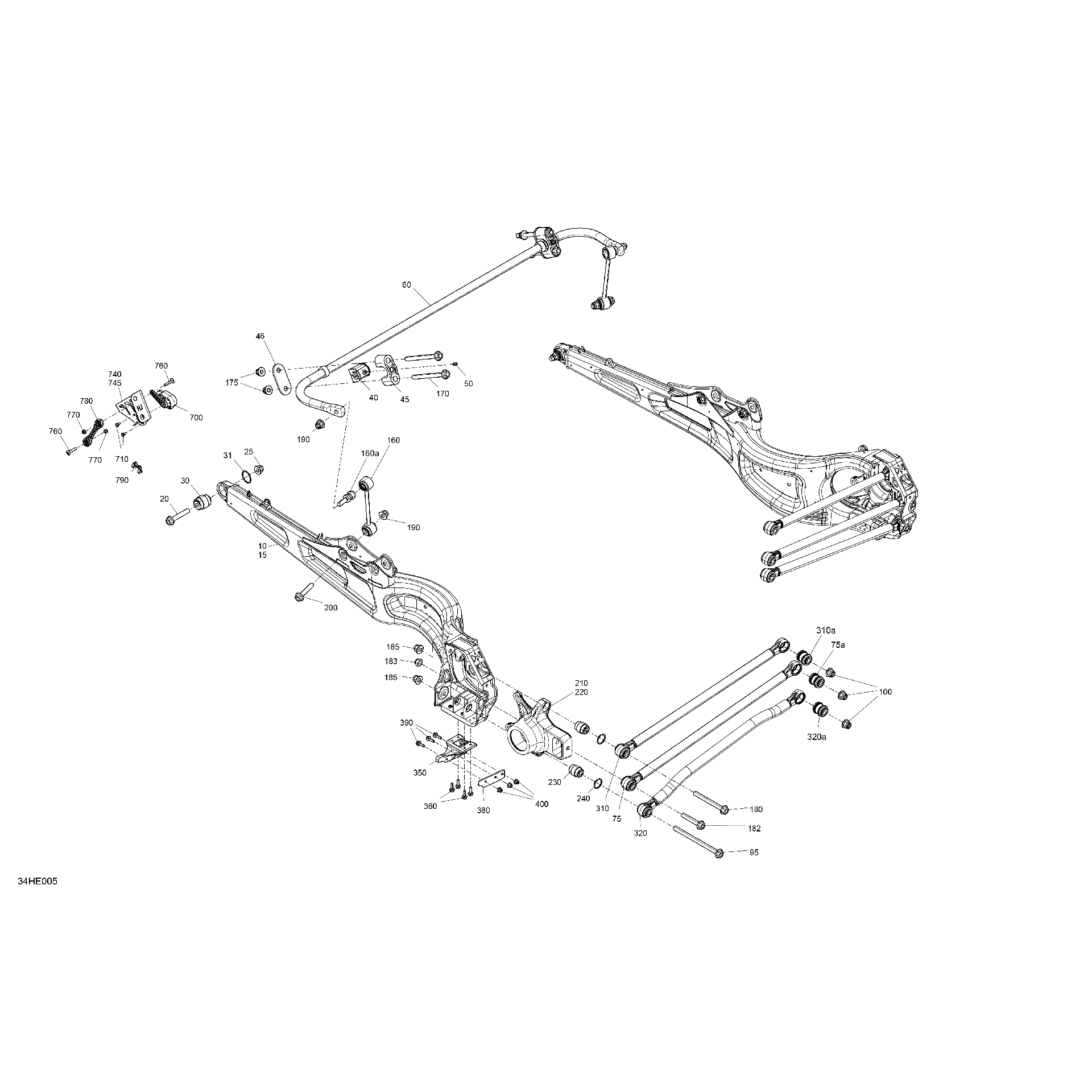 An Image of a Genuine Can-Am Parts Schematic Diagram showing the schematic - SUSPENSION - REAR COMPONENTS