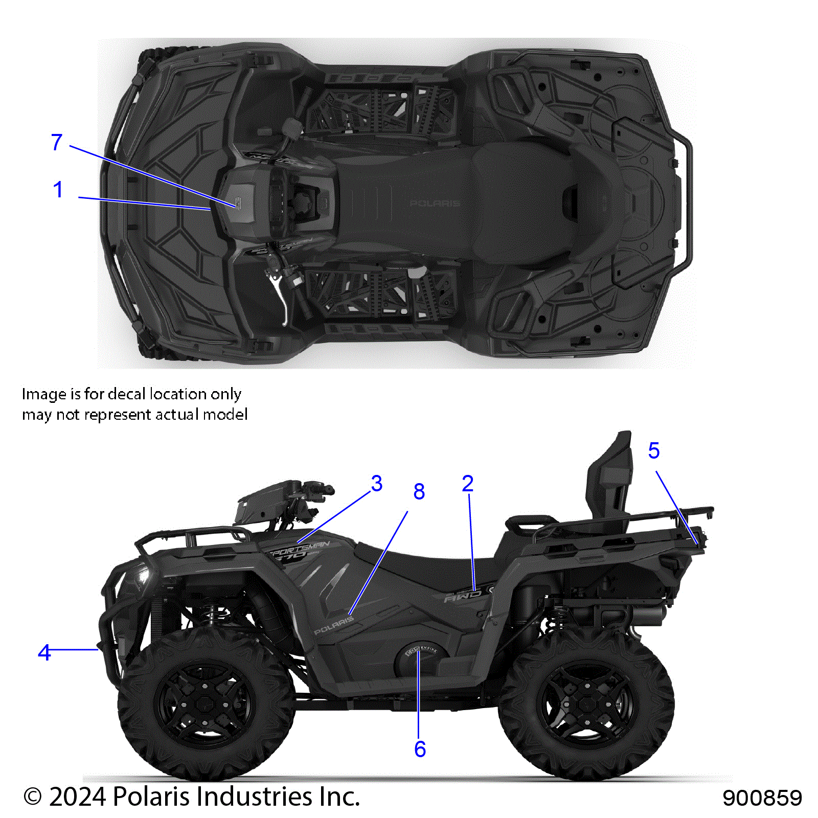 An Image of a Genuine Polaris Parts Schematic Diagram showing the schematic - BODY: DECALS GRAPHIC - 2026 POLARIS SPORTSMAN TOURING 570 PREMIUM