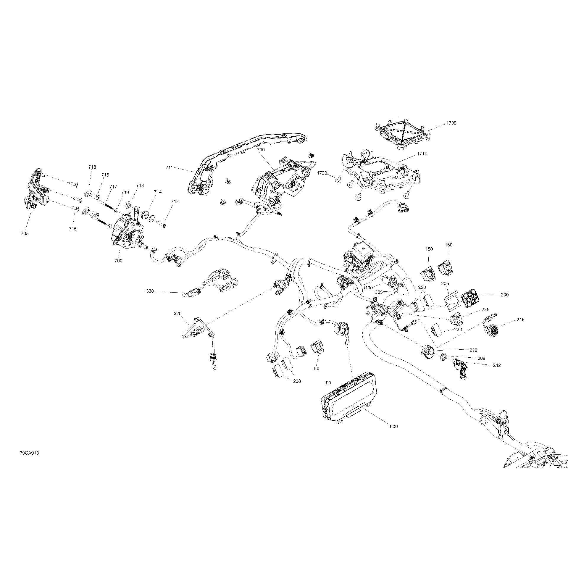 An Image of a Genuine Can-Am Parts Schematic Diagram showing the schematic - ELECTRIC - FRONT SECTION