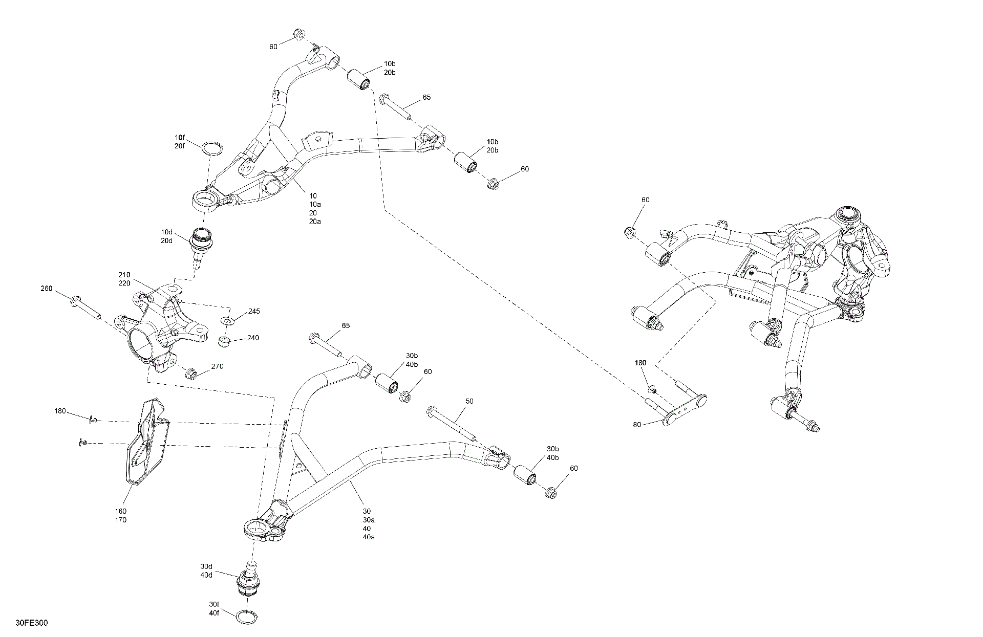 An Image of a Genuine Can-Am Parts Schematic Diagram showing the schematic - SUSPENSION - FRONT COMPONENTS