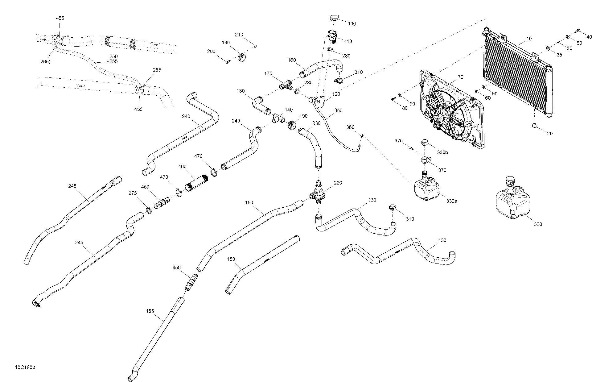 An Image of a Genuine Can-Am Parts Schematic Diagram showing the schematic - COOLING COMMANDER - MAX