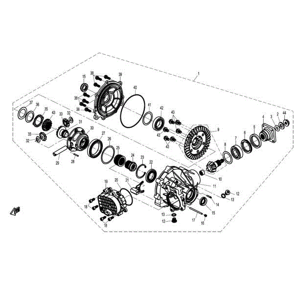 An Image of a Genuine CFMOTO Parts Schematic Diagram showing the schematic - FRONT DIFFERENTIAL - 2015 CFMOTO ZFORCE 800 EX