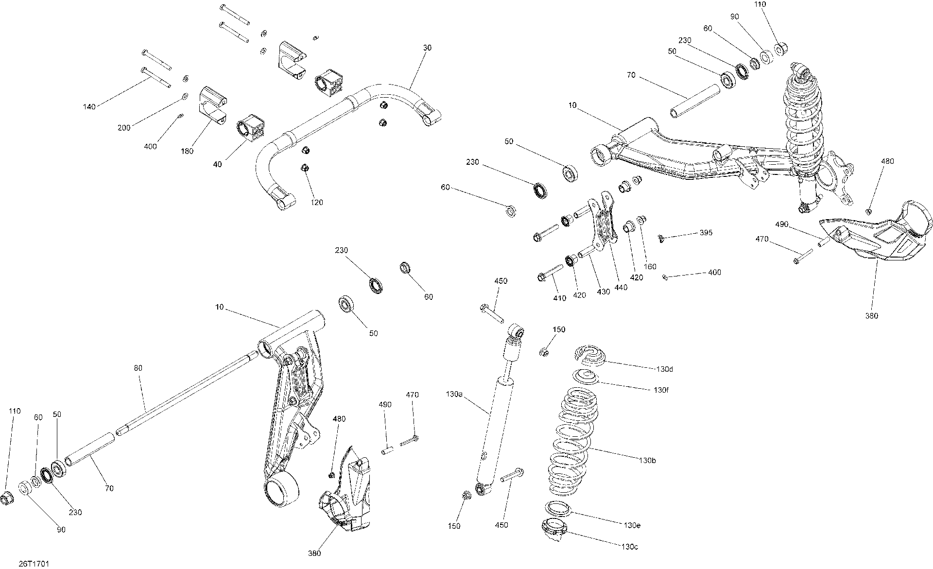 An Image of a Genuine Can-Am Parts Schematic Diagram showing the schematic - REAR SUSPENSION - ALL MODELS