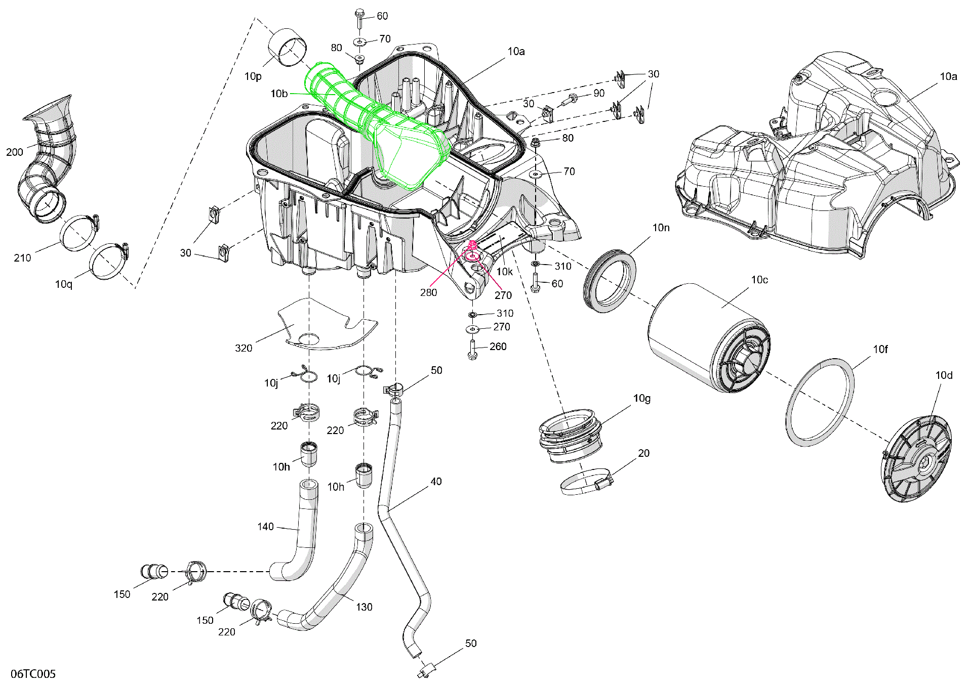 An Image of a Genuine Can-Am Parts Schematic Diagram showing the schematic - ENGINE - AIR INTAKE
