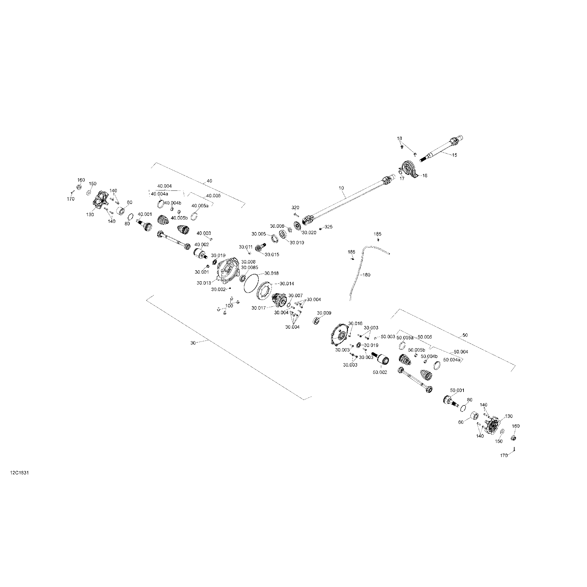 An Image of a Genuine Can-Am Parts Schematic Diagram showing the schematic - FRONT DRIVE - MAVERICK TRAIL