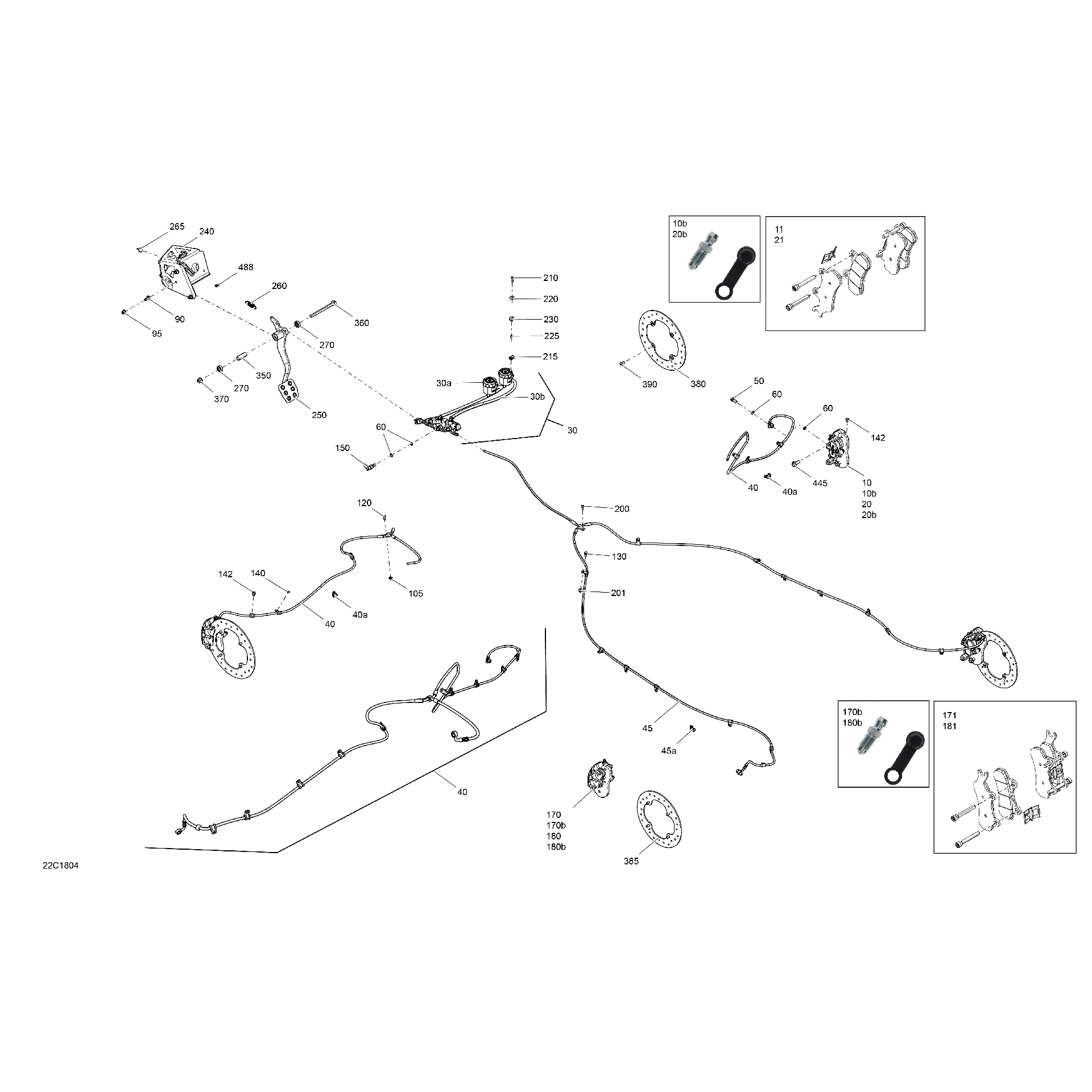 An Image of a Genuine Can-Am Parts Schematic Diagram showing the schematic - BRAKES - PACKAGE X MR