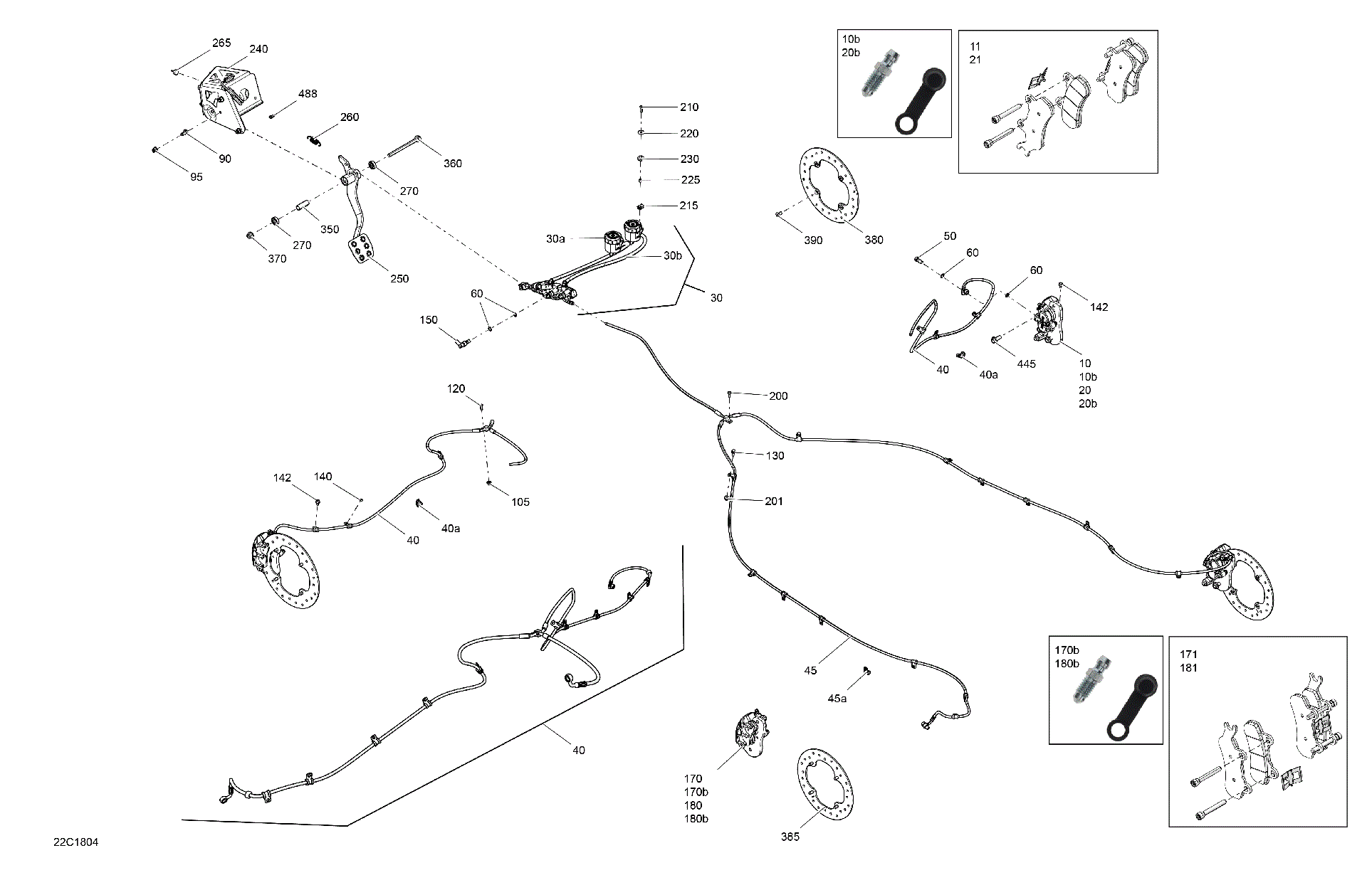 An Image of a Genuine Can-Am Parts Schematic Diagram showing the schematic - BRAKES - ALL PACKAGE