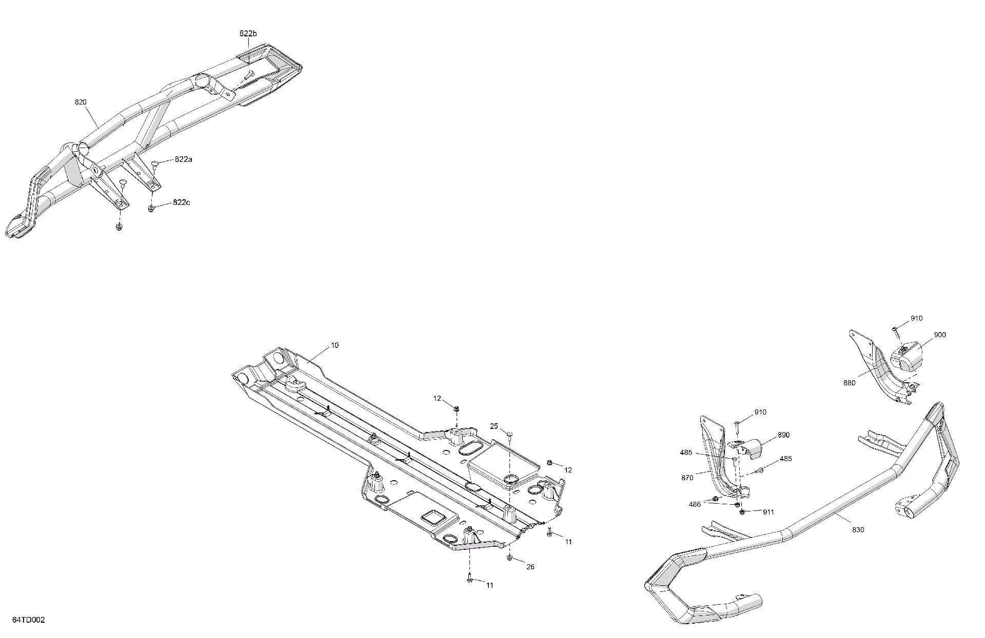 An Image of a Genuine Can-Am Parts Schematic Diagram showing the schematic - BODY - SKID PLATE AND BUMPER