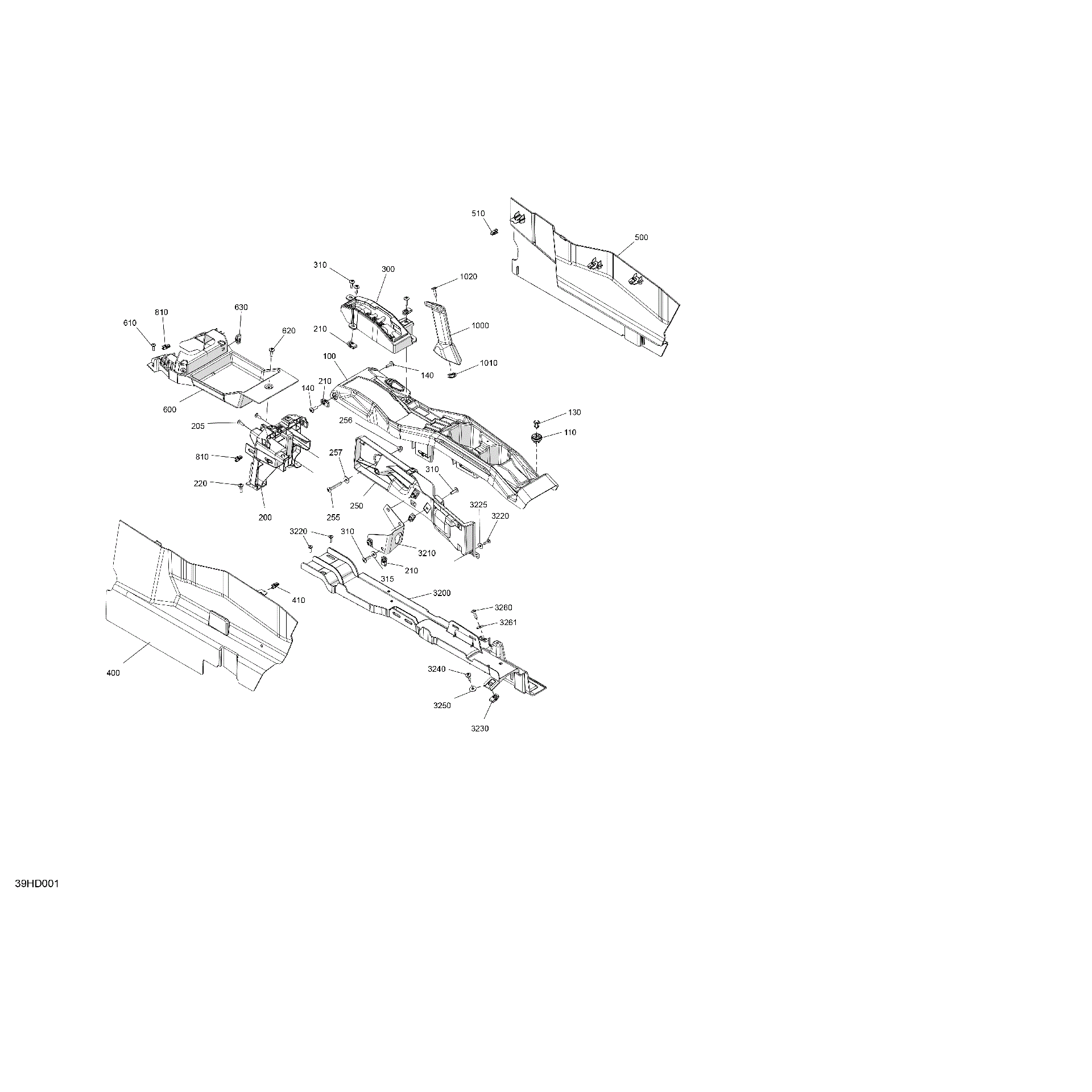 An Image of a Genuine Can-Am Parts Schematic Diagram showing the schematic - CAB INTERIOR - CENTER CONSOLE