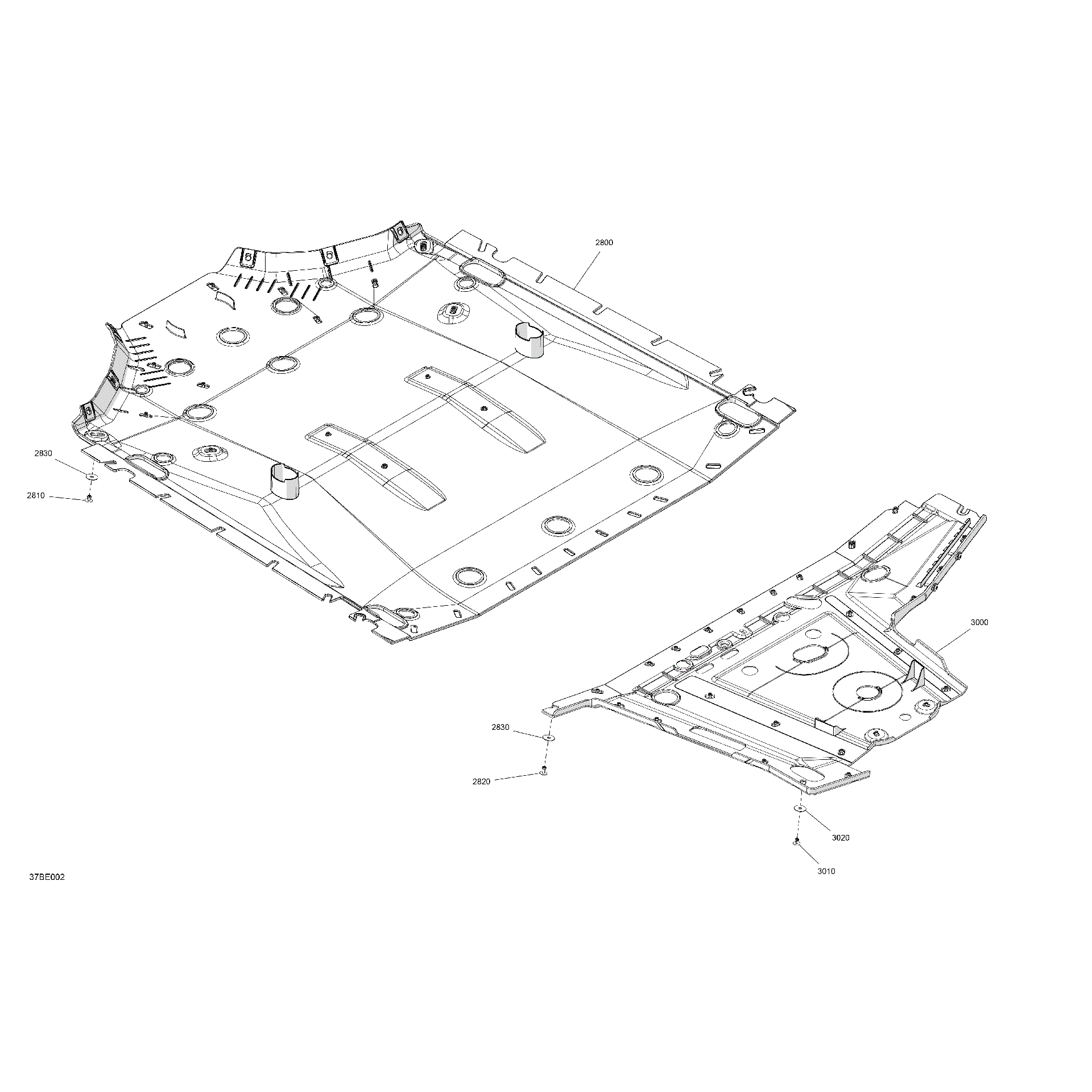 An Image of a Genuine Can-Am Parts Schematic Diagram showing the schematic - BODY - SKID PLATE