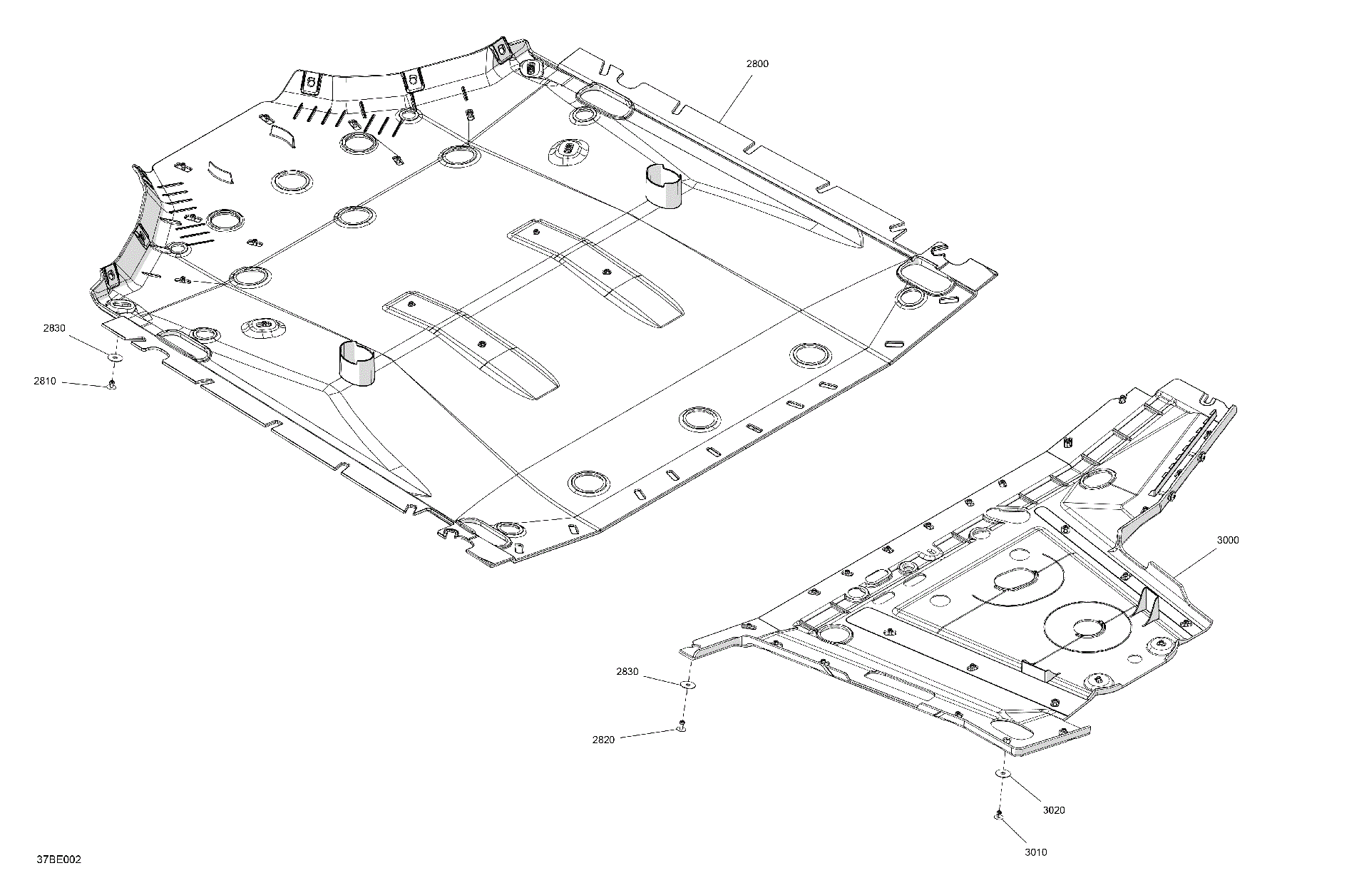 An Image of a Genuine Can-Am Parts Schematic Diagram showing the schematic - BODY - SKID PLATE