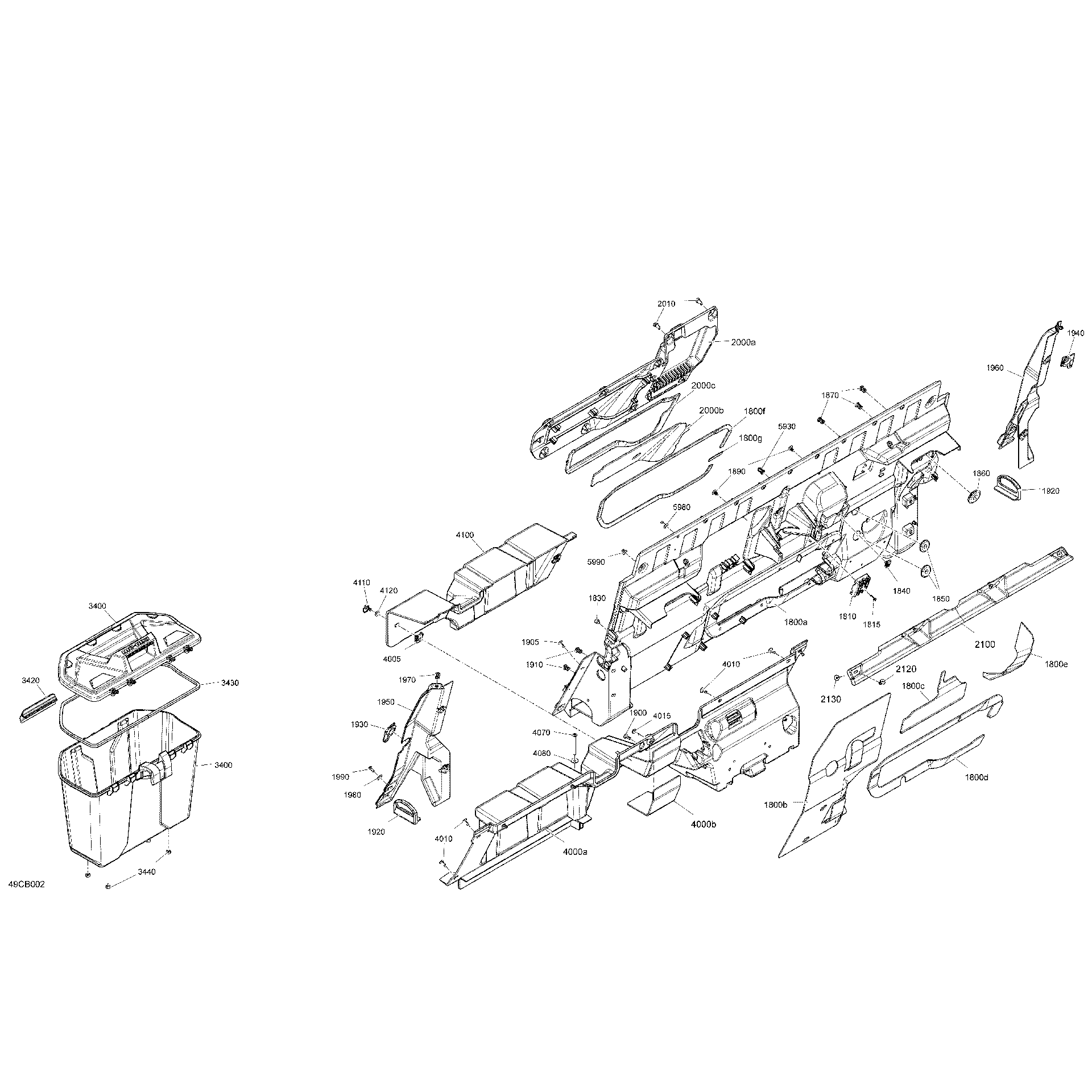An Image of a Genuine Can-Am Parts Schematic Diagram showing the schematic - CAB INTERIOR - BACK WALL