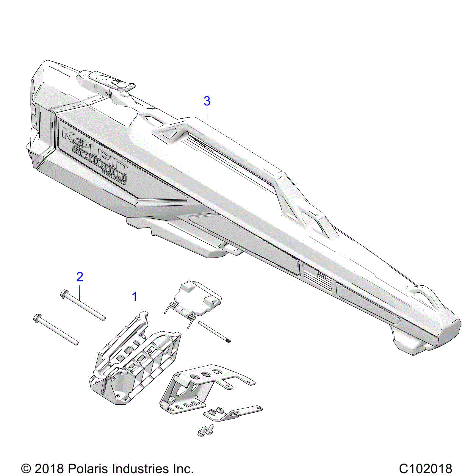 An Image of a Genuine Polaris Parts Schematic Diagram showing the schematic - BODY: GUN BOOT - 2021 POLARIS SPORTSMAN XP 1000 HUNTER EDITION