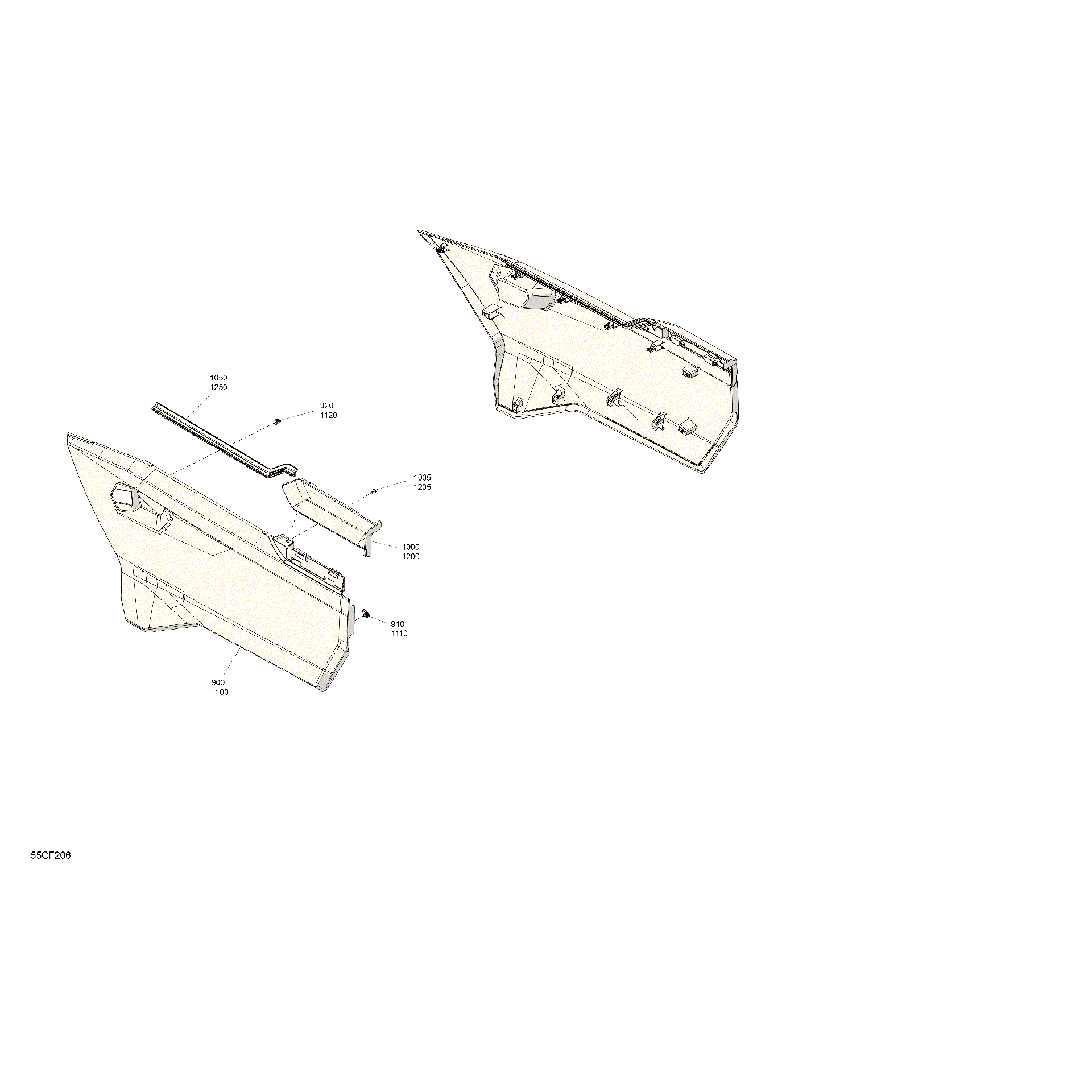 An Image of a Genuine Can-Am Parts Schematic Diagram showing the schematic - BODY - SIDE PANELS
