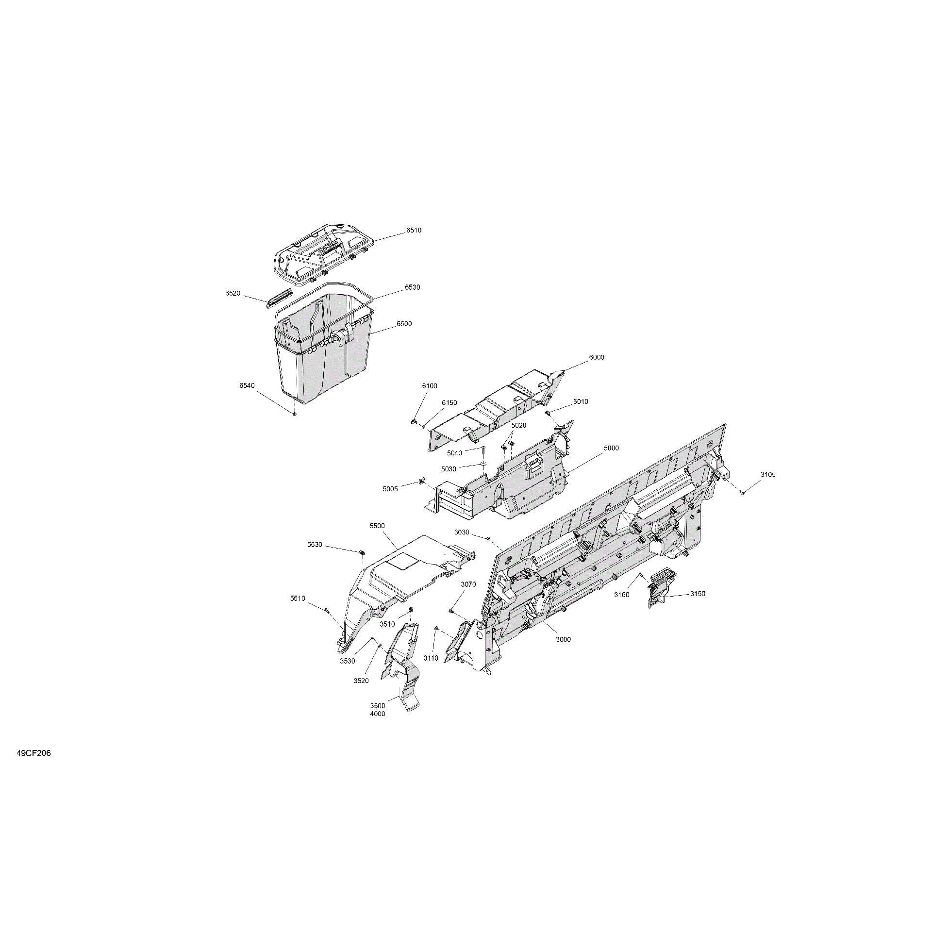 An Image of a Genuine Can-Am Parts Schematic Diagram showing the schematic - CAB INTERIOR - BACK WALL