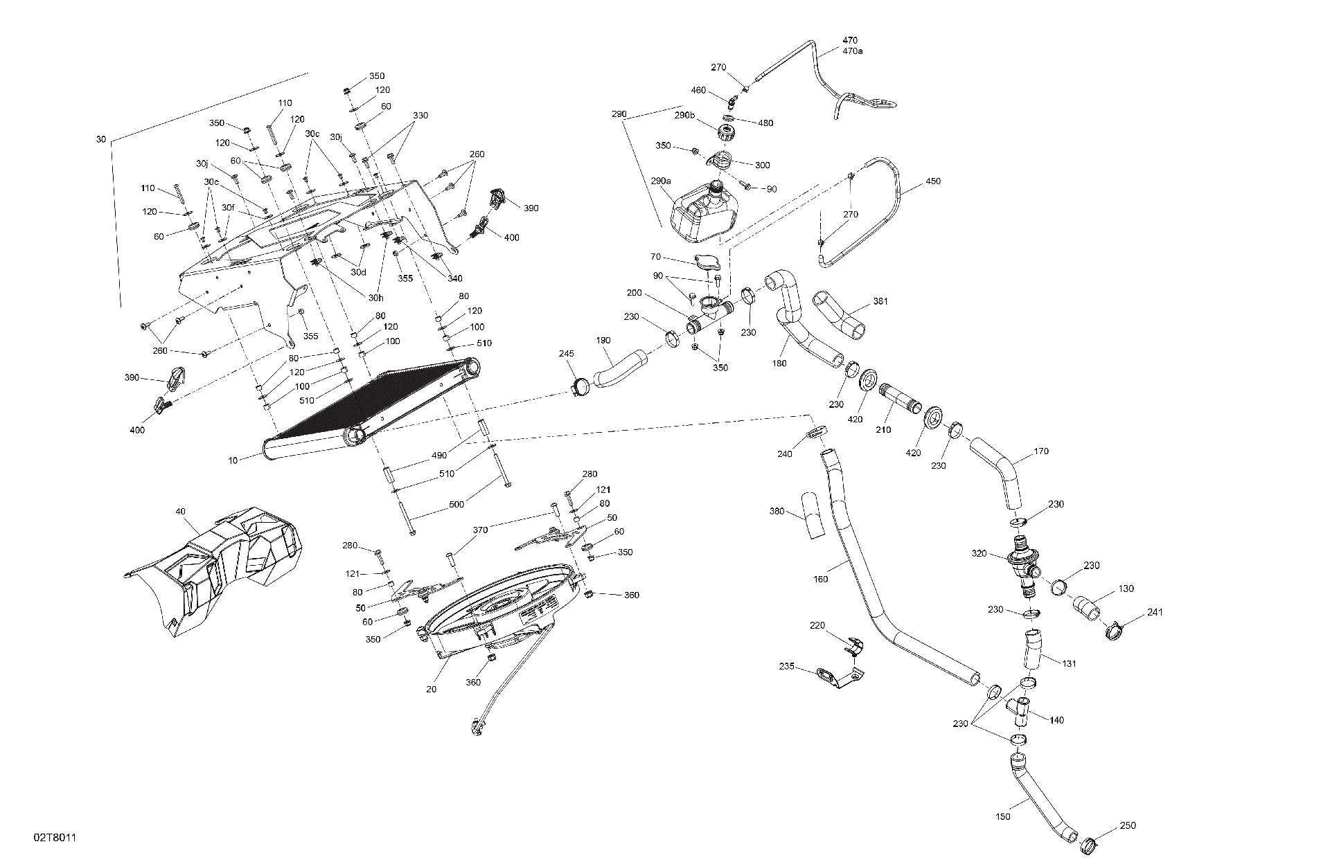 An Image of a Genuine Can-Am Parts Schematic Diagram showing the schematic - ENGINE - COOLING