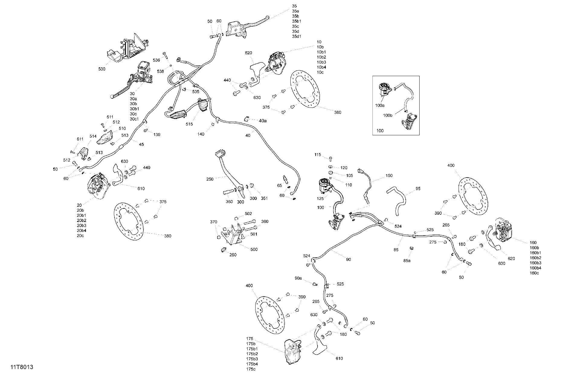 An Image of a Genuine Can-Am Parts Schematic Diagram showing the schematic - MECHANIC - BRAKE SYSTEM