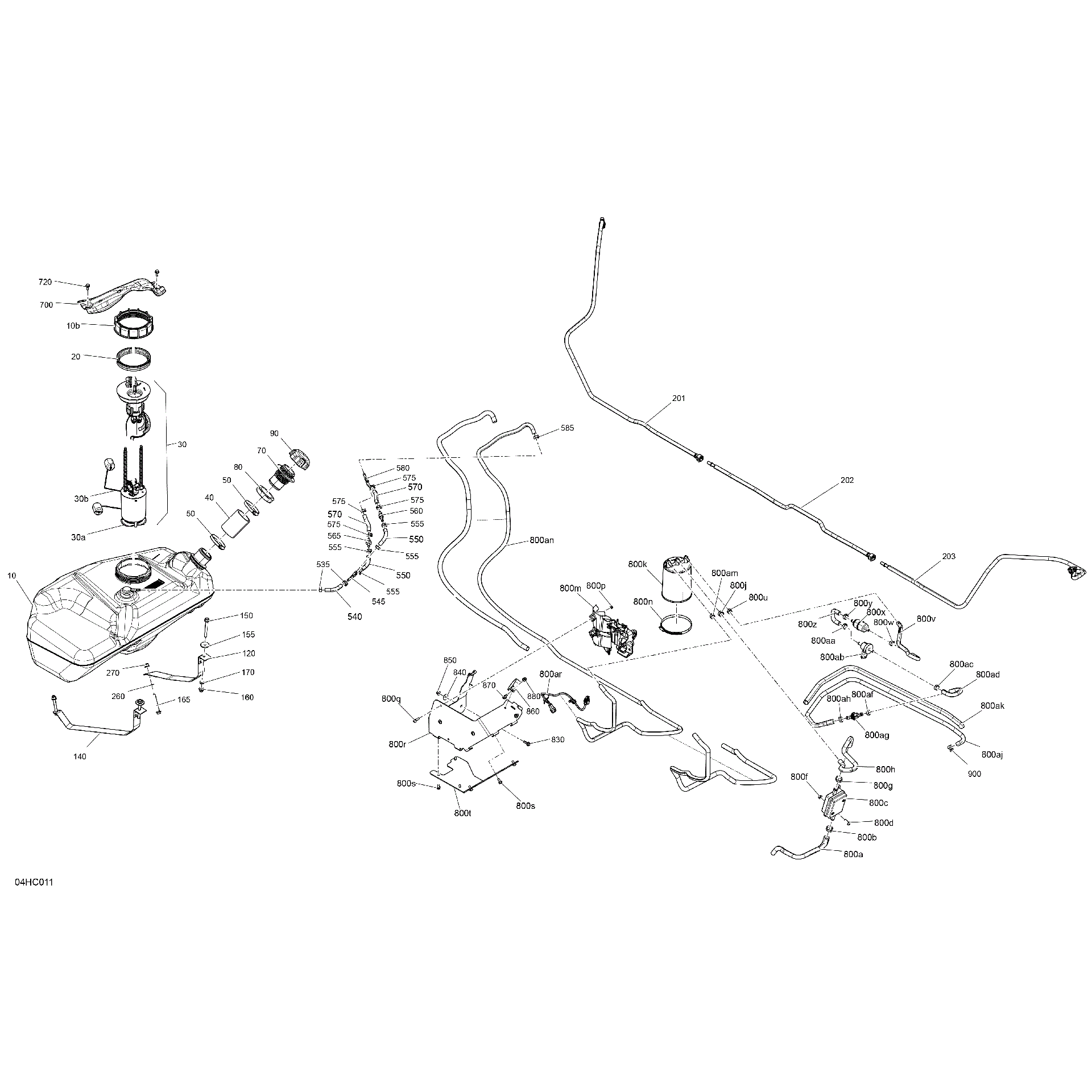 An Image of a Genuine Can-Am Parts Schematic Diagram showing the schematic - ENGINE - FUEL - EVAP