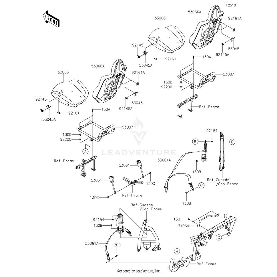 Belt-Seat,Buckle by Kawasaki 53061-0039 OEM Hardware 53061-0039 Off Road Express Peach St