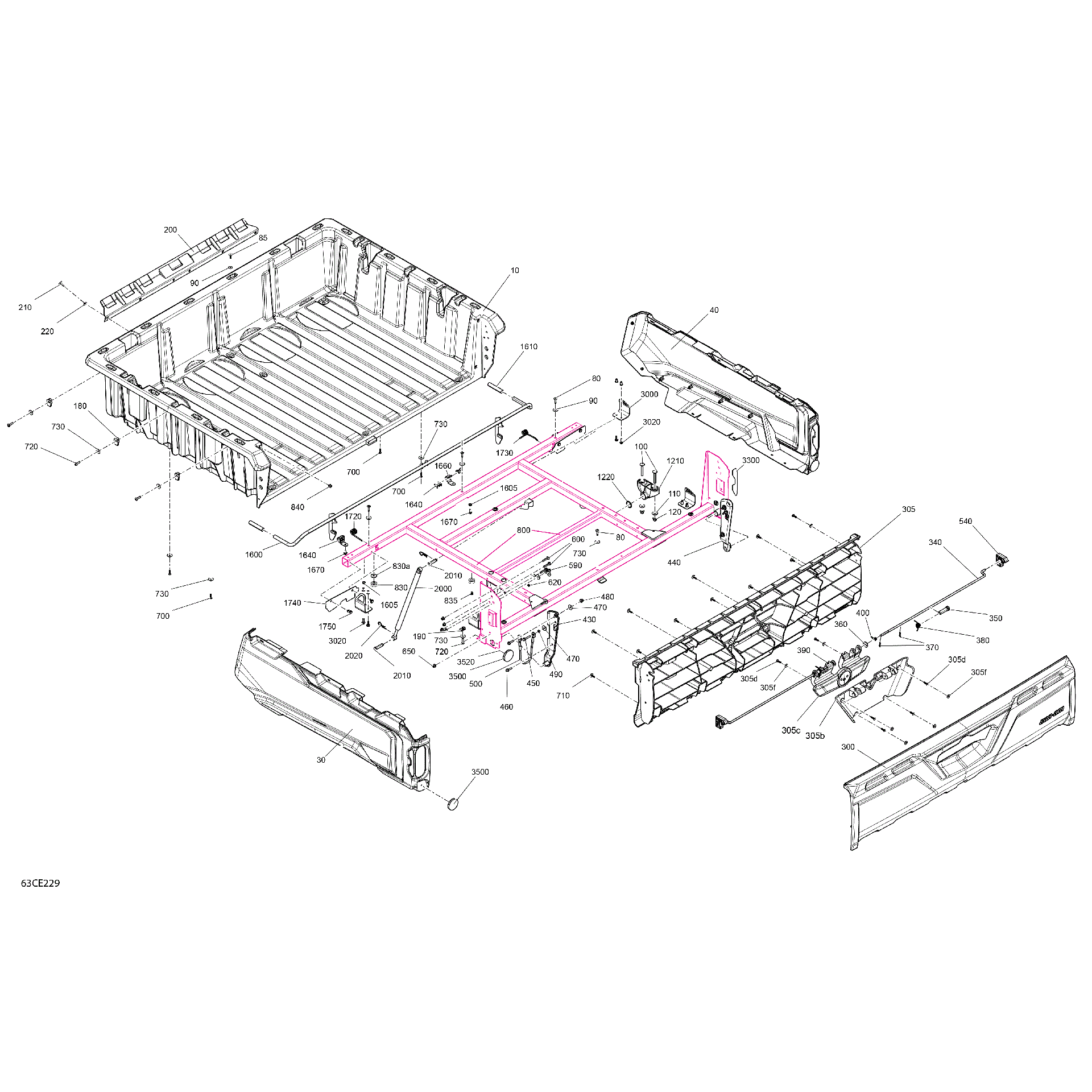 An Image of a Genuine Can-Am Parts Schematic Diagram showing the schematic - BODY - CARGO