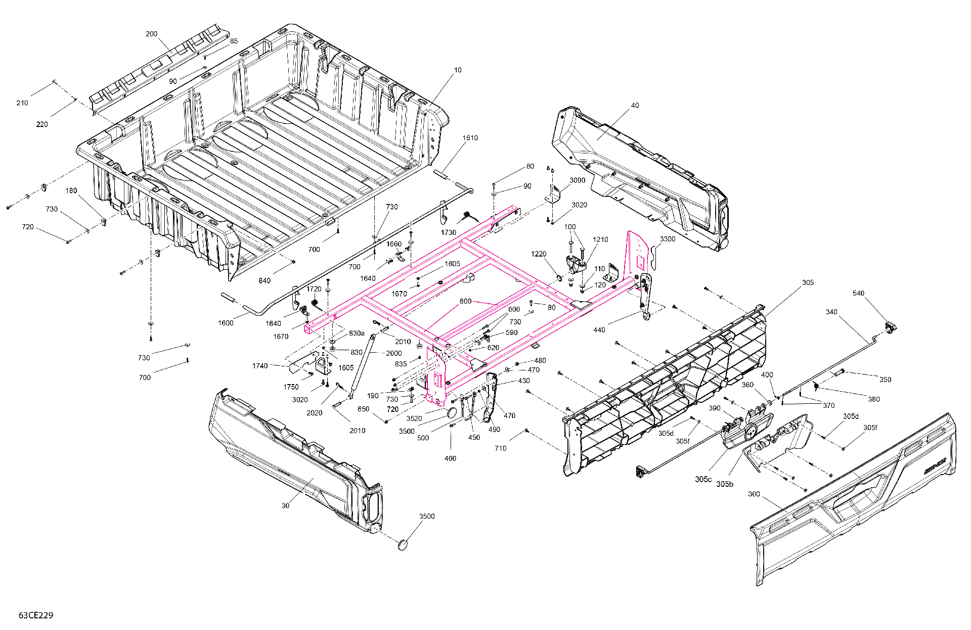An Image of a Genuine Can-Am Parts Schematic Diagram showing the schematic - BODY - CARGO