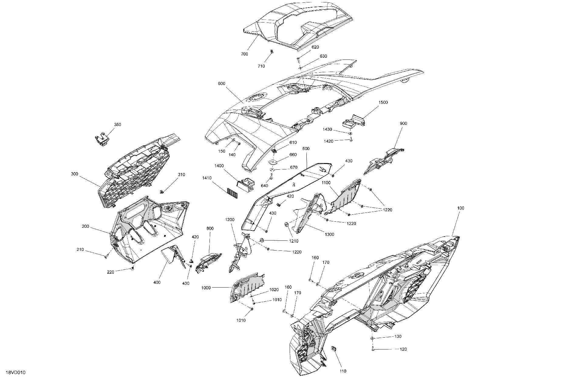 An Image of a Genuine Can-Am Parts Schematic Diagram showing the schematic - BODY - HOOD