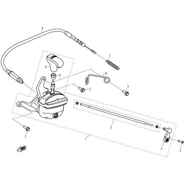 An Image of a genuine CFMOTO Parts Schematic Diagram showing the group - GEARSHIFT ASSY. - 2016 CFMOTO CFORCE 800 X8