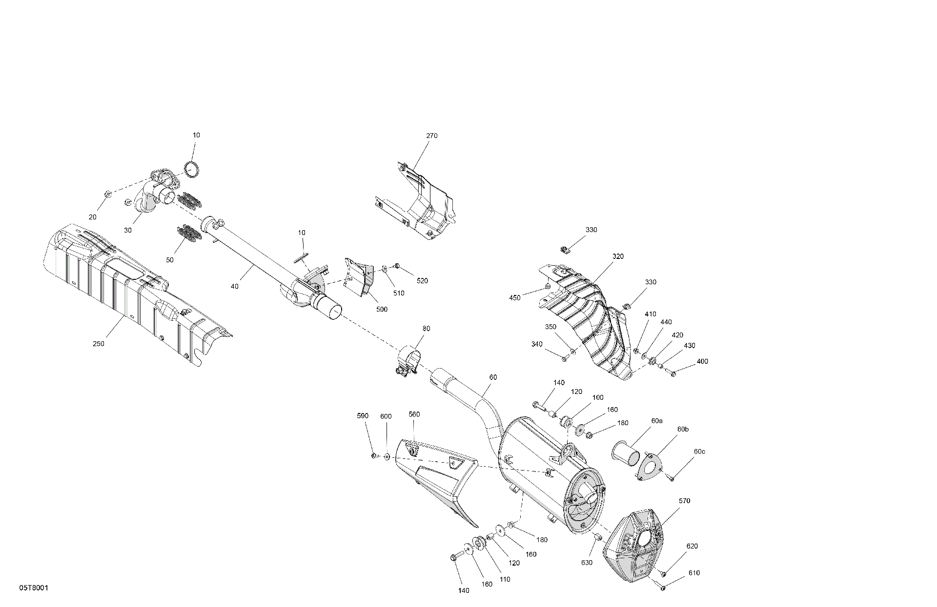 An Image of a Genuine Can-Am Parts Schematic Diagram showing the schematic - ENGINE - EXHAUST