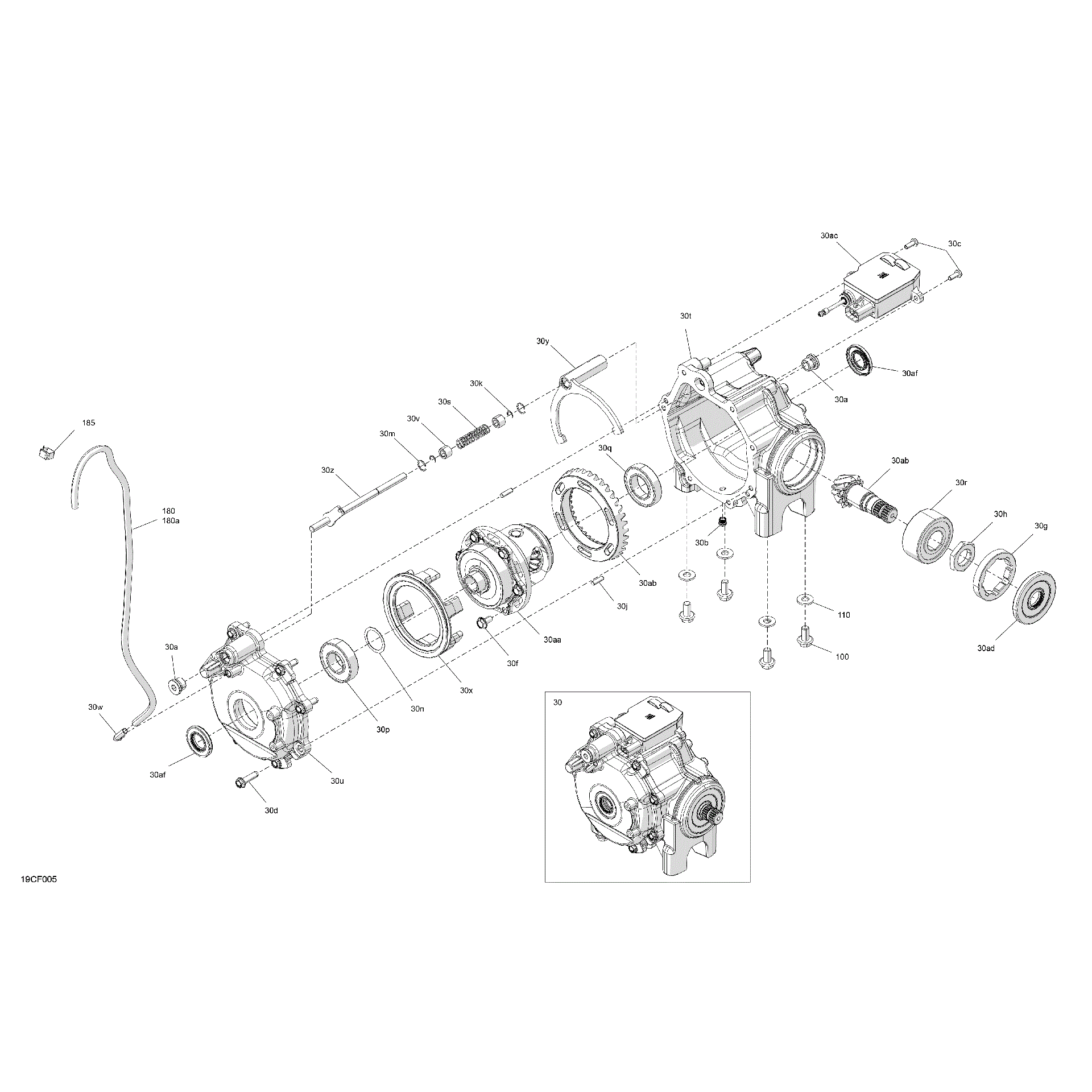 An Image of a Genuine Can-Am Parts Schematic Diagram showing the schematic - DRIVE - FRONT - DIFFERENTIAL PARTS