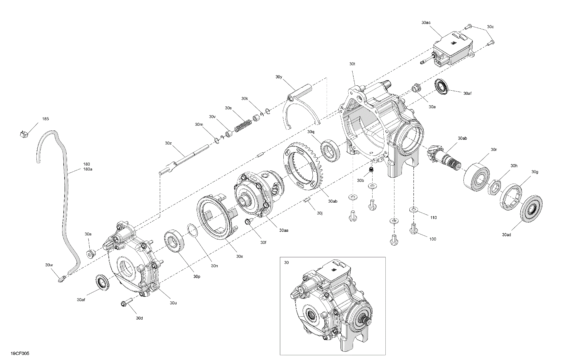 An Image of a Genuine Can-Am Parts Schematic Diagram showing the schematic - DRIVE - FRONT - DIFFERENTIAL PARTS