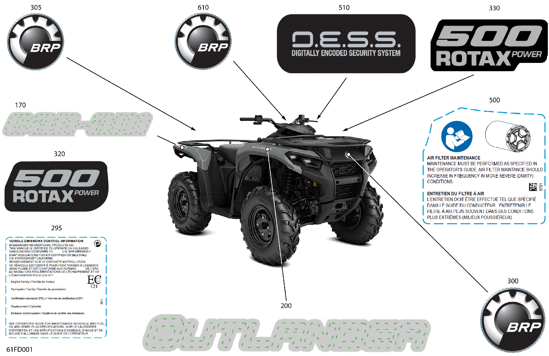 An Image of a Genuine Can-Am Parts Schematic Diagram showing the schematic - BODY - FEATURE DECALS