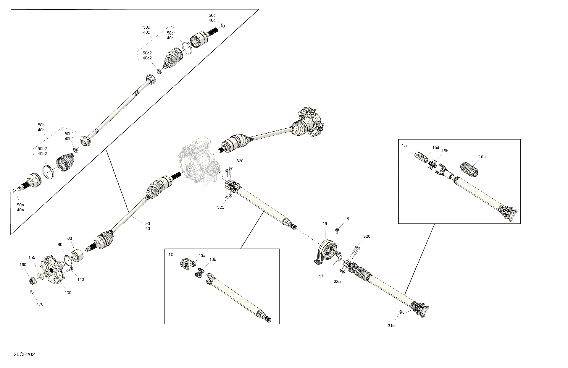 An Image of a Genuine Can-Am Parts Schematic Diagram showing the schematic - DRIVE - FRONT - COMMON PARTS
