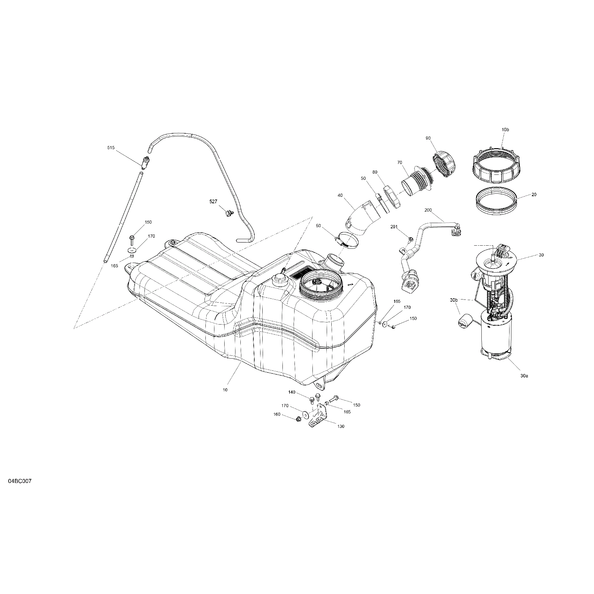 An Image of a Genuine Can-Am Parts Schematic Diagram showing the schematic - ENGINE - FUEL - NO EVAP