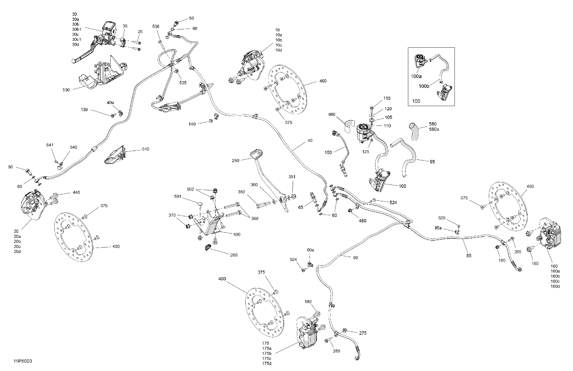 An Image of a Genuine Can-Am Parts Schematic Diagram showing the schematic - MECHANIC - BRAKE SYSTEM