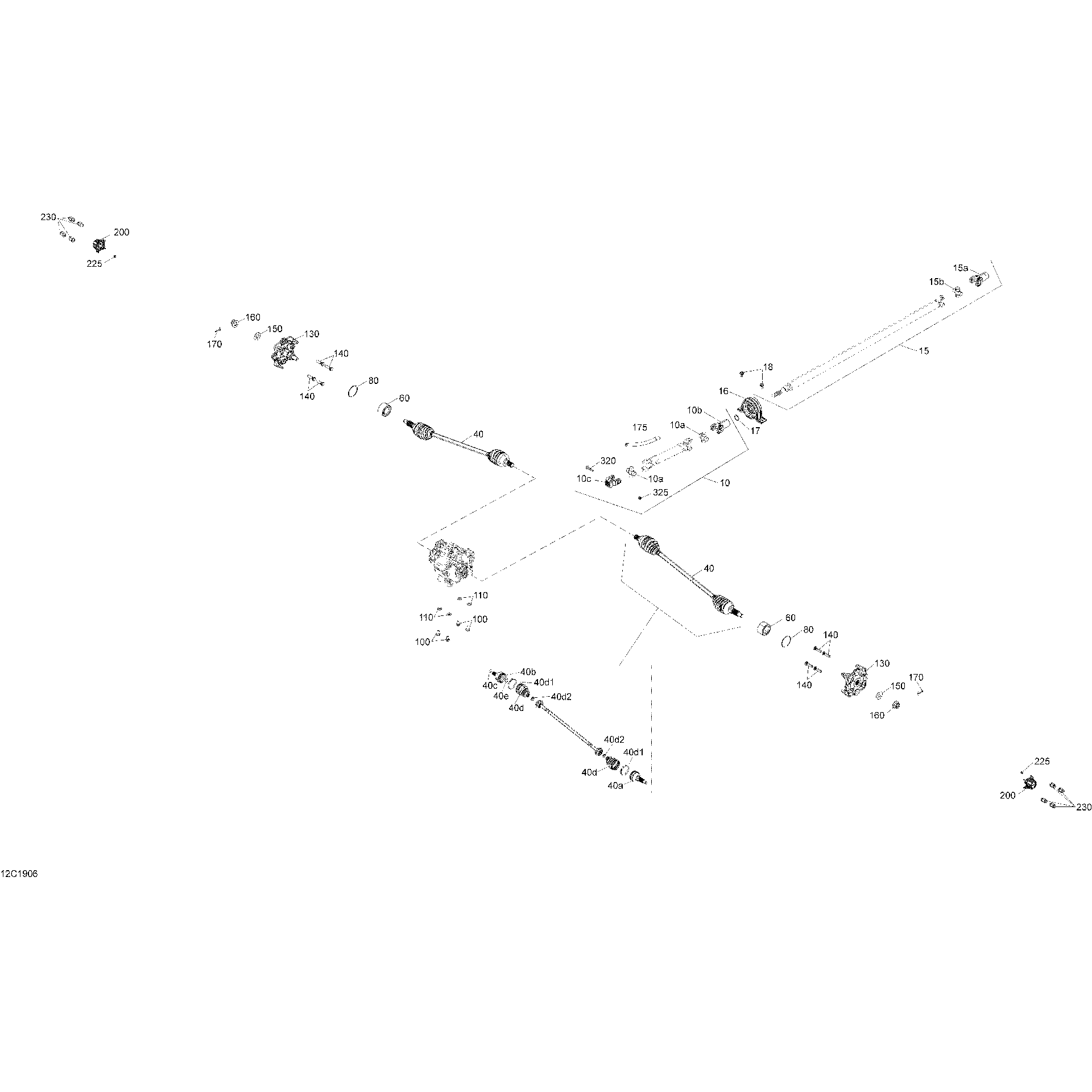 An Image of a Genuine Can-Am Parts Schematic Diagram showing the schematic - FRONT DRIVE - MAIN PARTS - EXCEPT PACKAGE STD