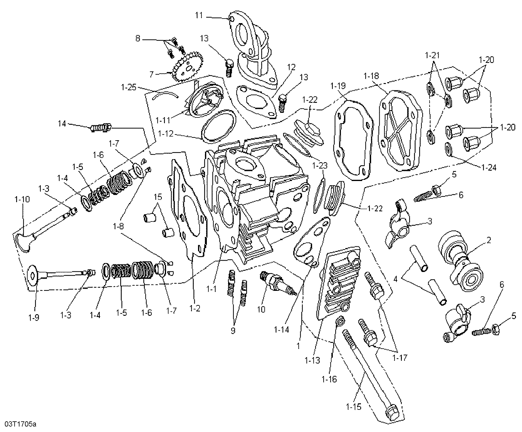An Image of a Genuine Can-Am Parts Schematic Diagram showing the schematic - CYLINDER HEAD AND INTAKE MANIFOLD